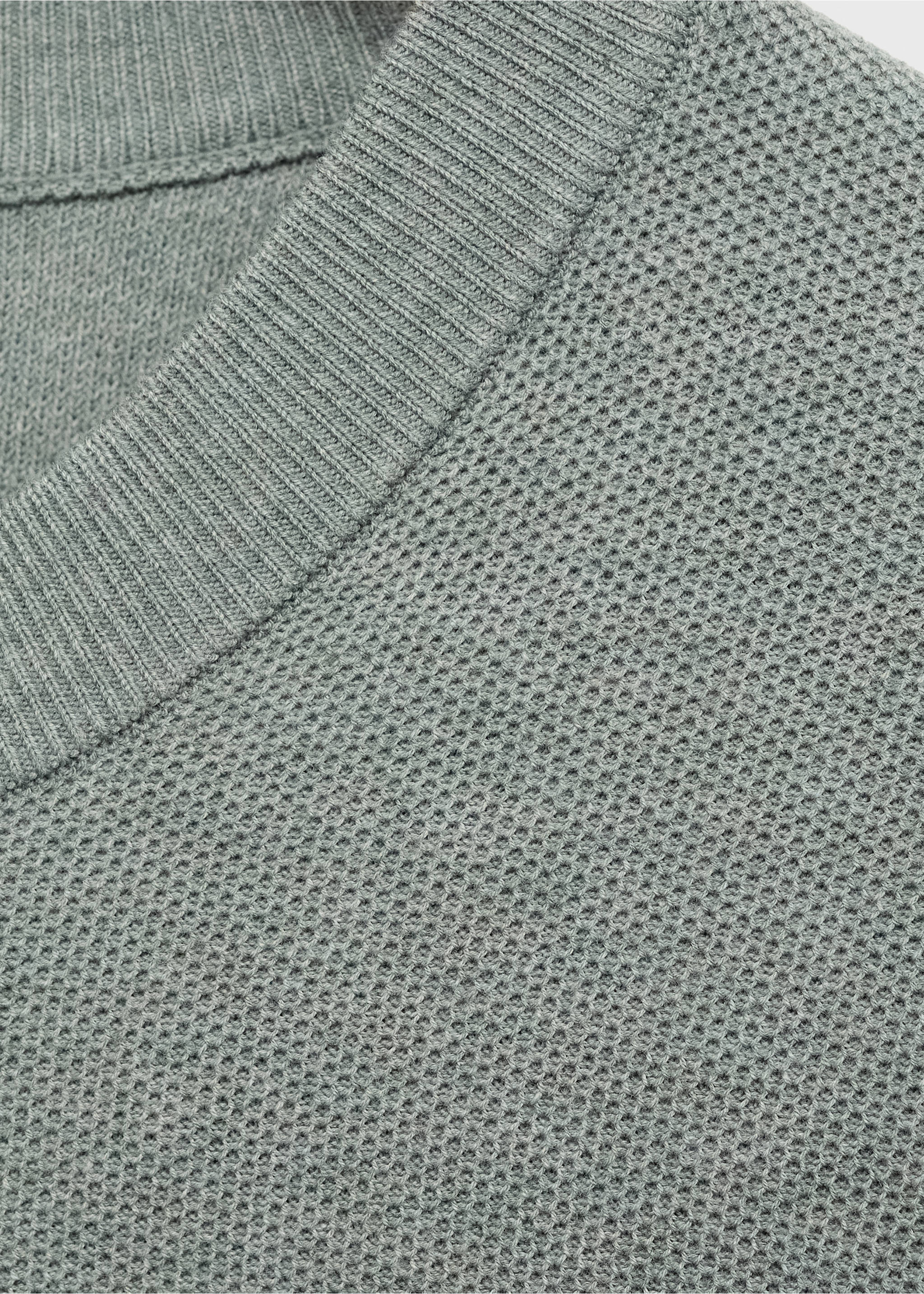 Microstructured cotton knitted sweater - Details of the article 0, Forest Green. Ref: 17055145-00.