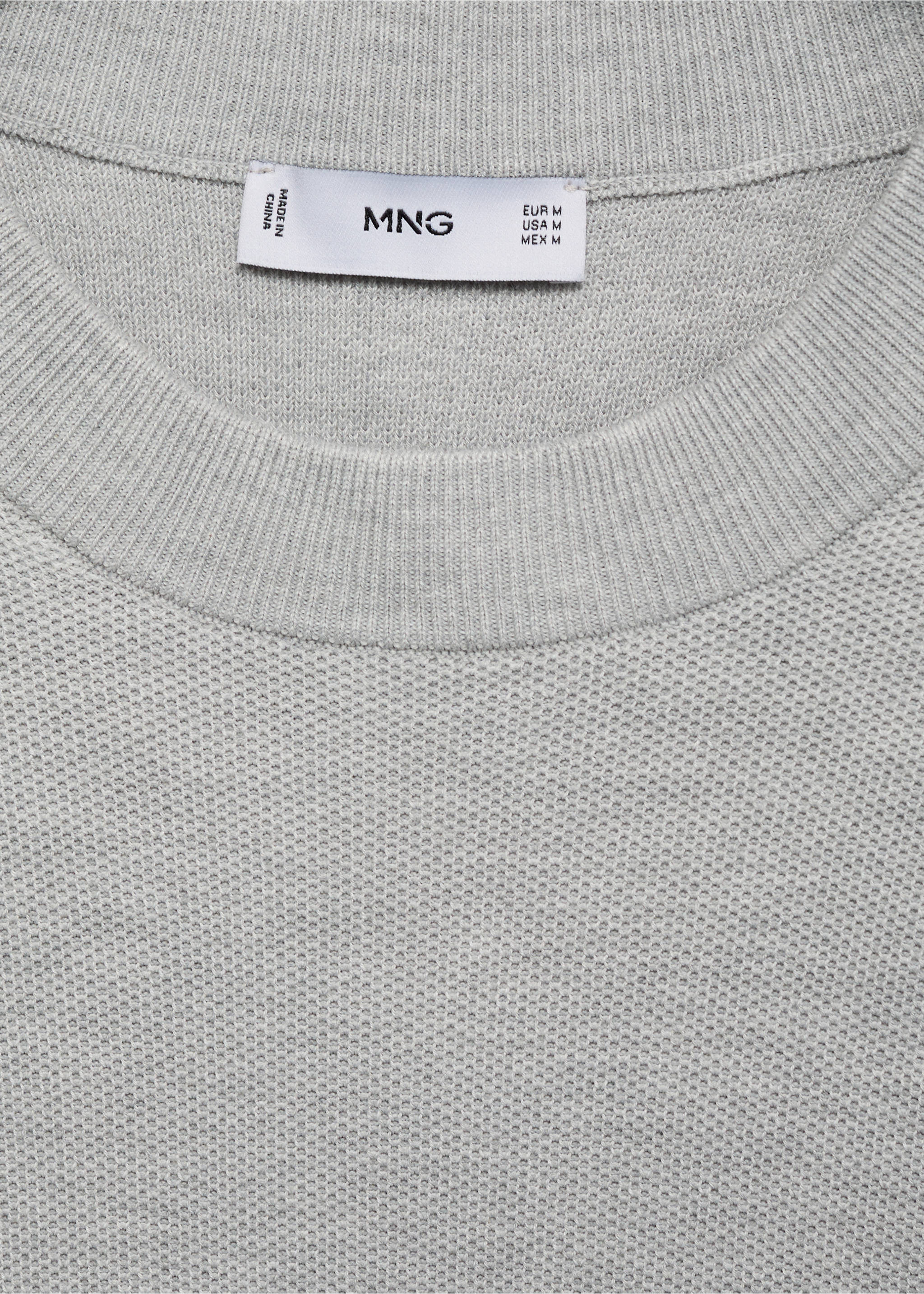 Microstructured cotton knitted sweater - Details of the article 8, Medium Heather Grey. Ref: 17055145-00.