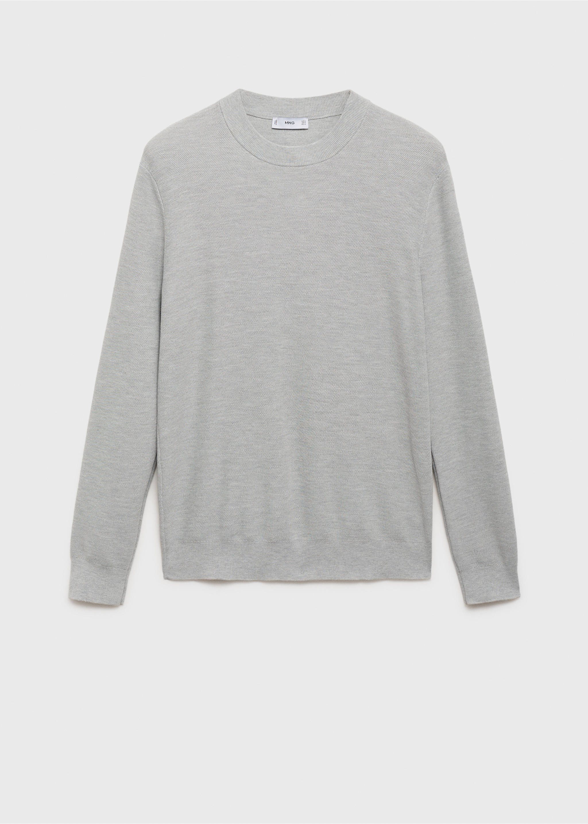 Microstructured cotton knitted sweater - Article without model, Medium Heather Grey. Ref: 17055145-00.