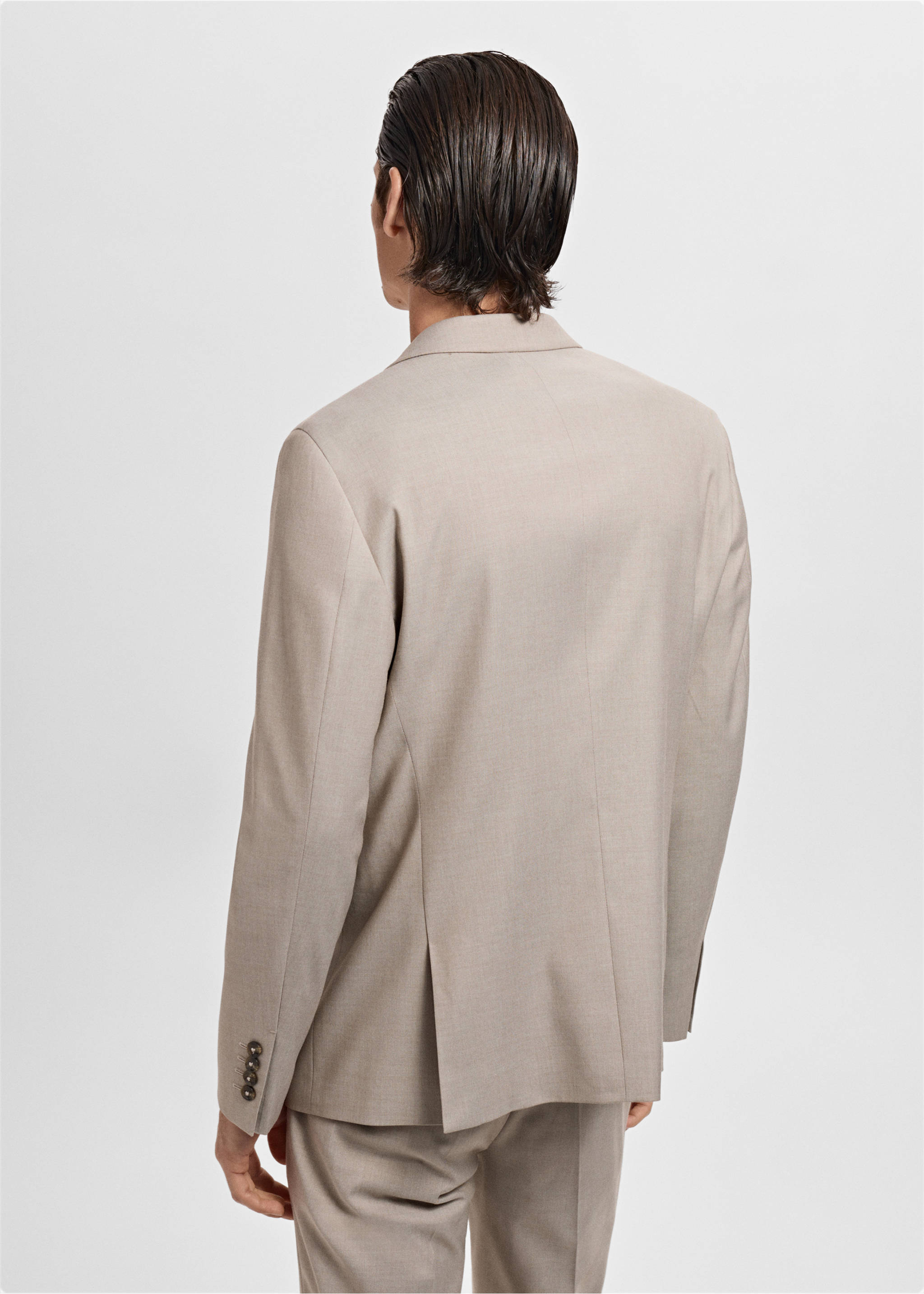 Super slim-fit suit jacket in stretch fabric - Reverse of the article, Sand. Ref: 17055149-00.