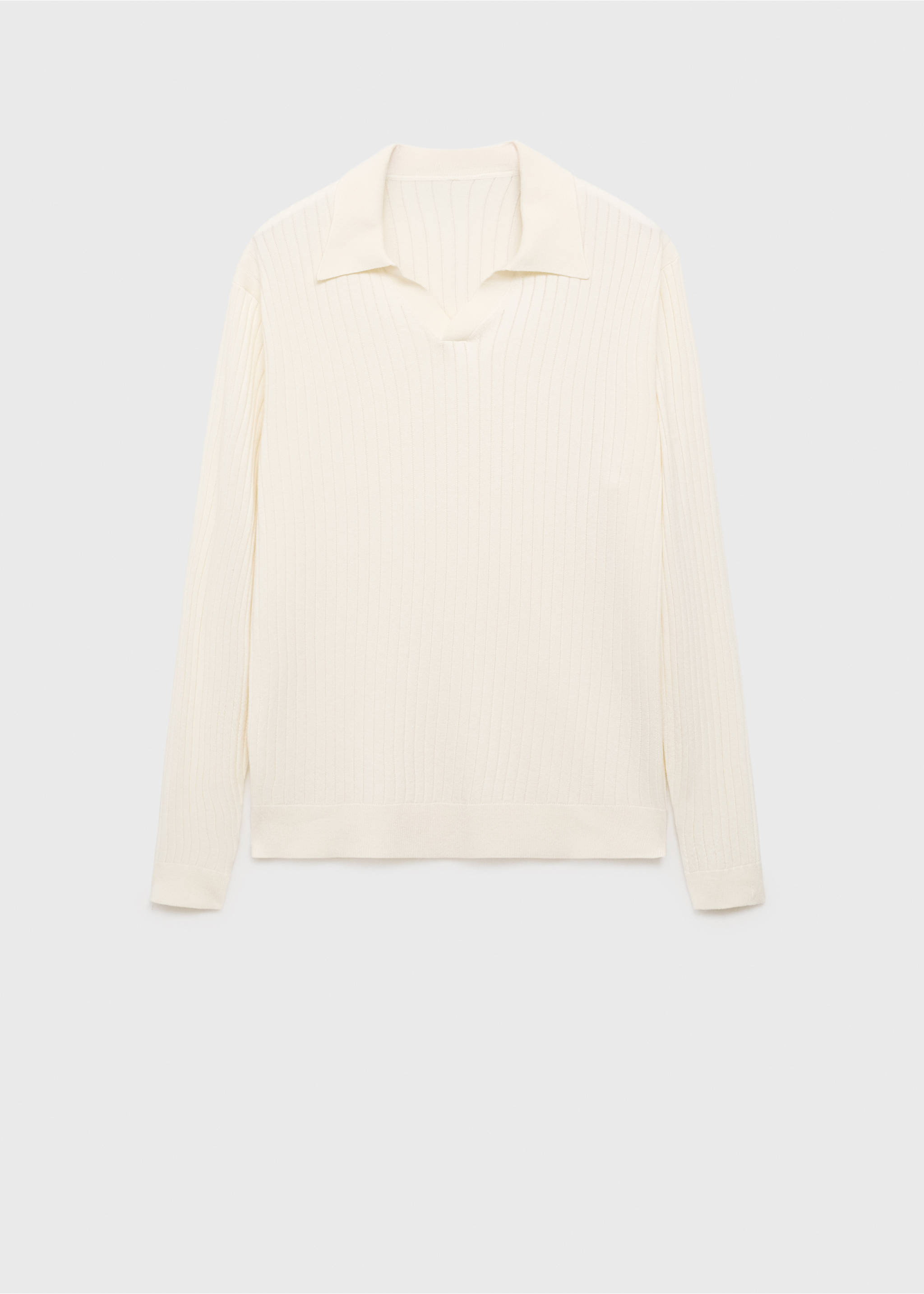 Ribbed knitted polo sweater - Article without model, Off White. Ref: 17055150-00.