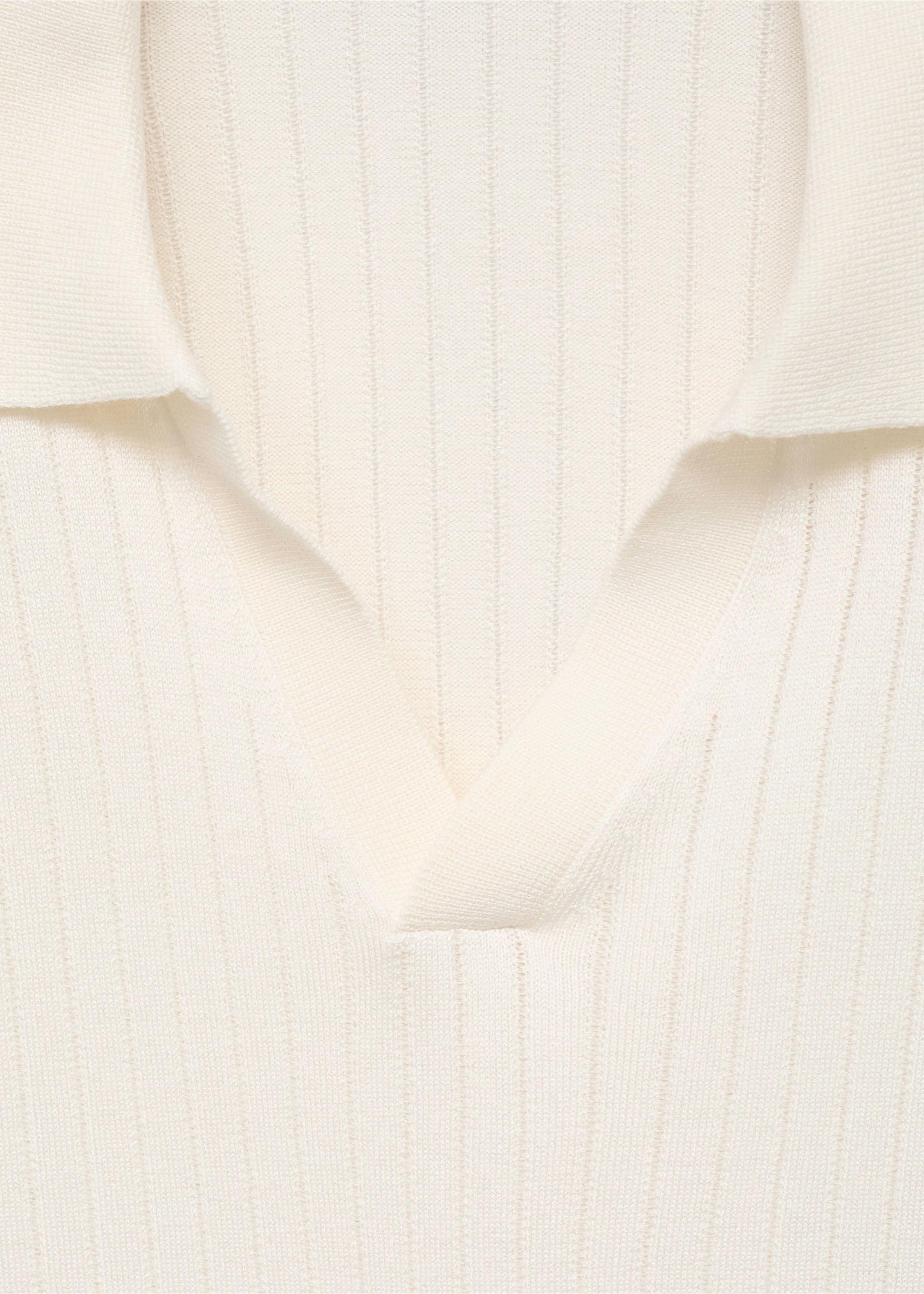 Ribbed knitted polo sweater - Details of the article 0, Off White. Ref: 17055150-00.