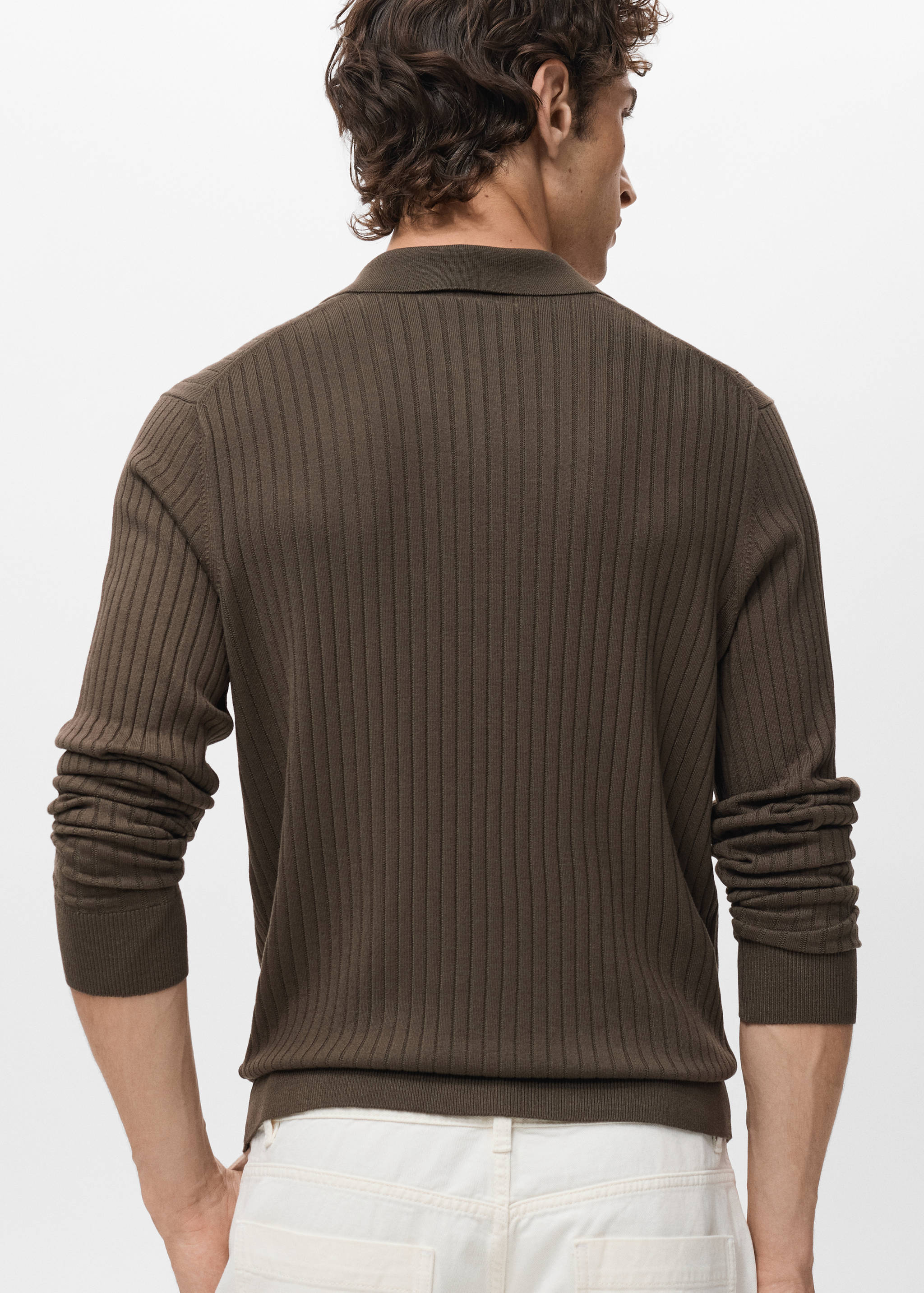 Ribbed knitted polo sweater - Reverse of the article