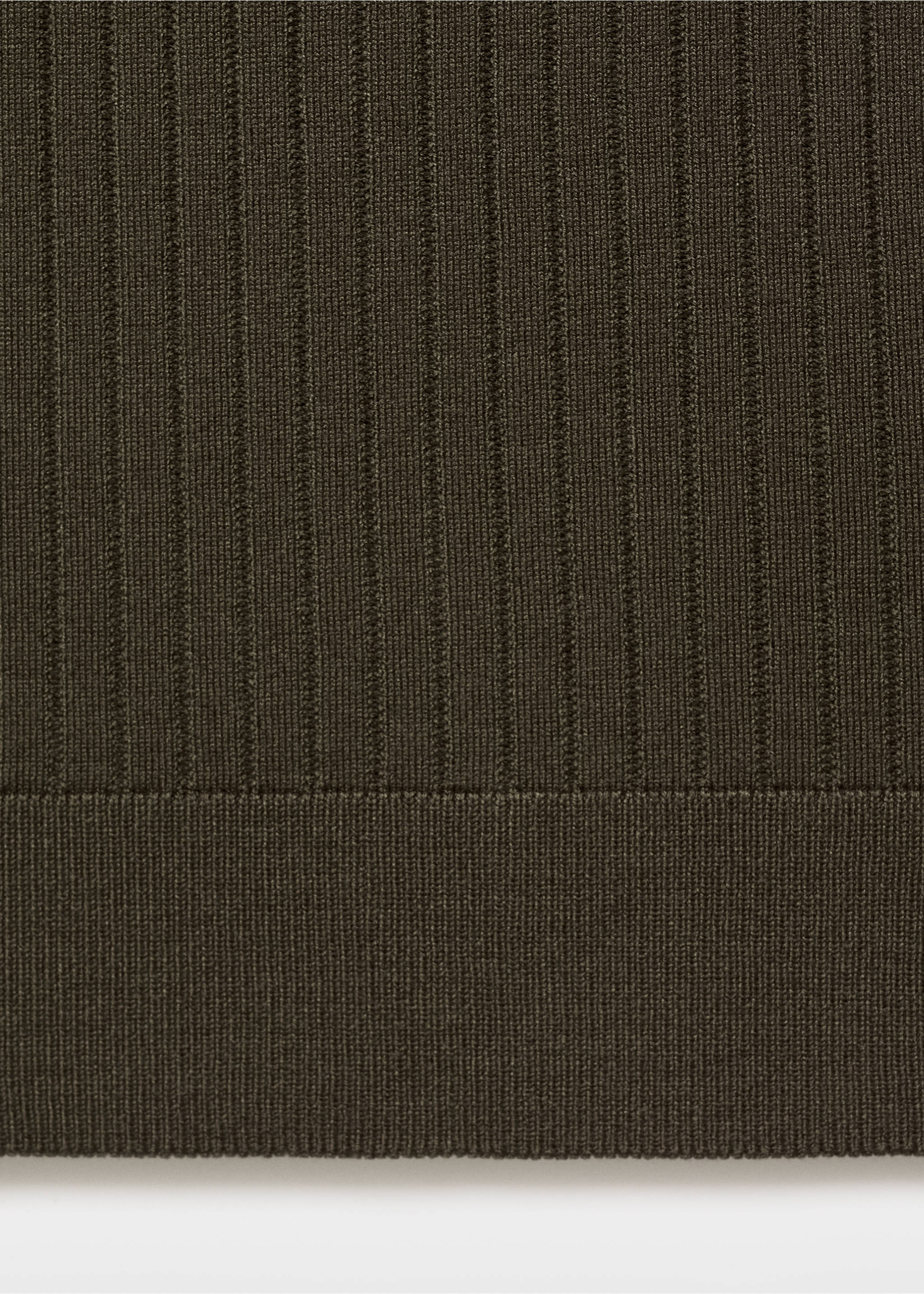 Ribbed knitted polo sweater - Details of the article 8, Khaki. Ref: 17055150-00.