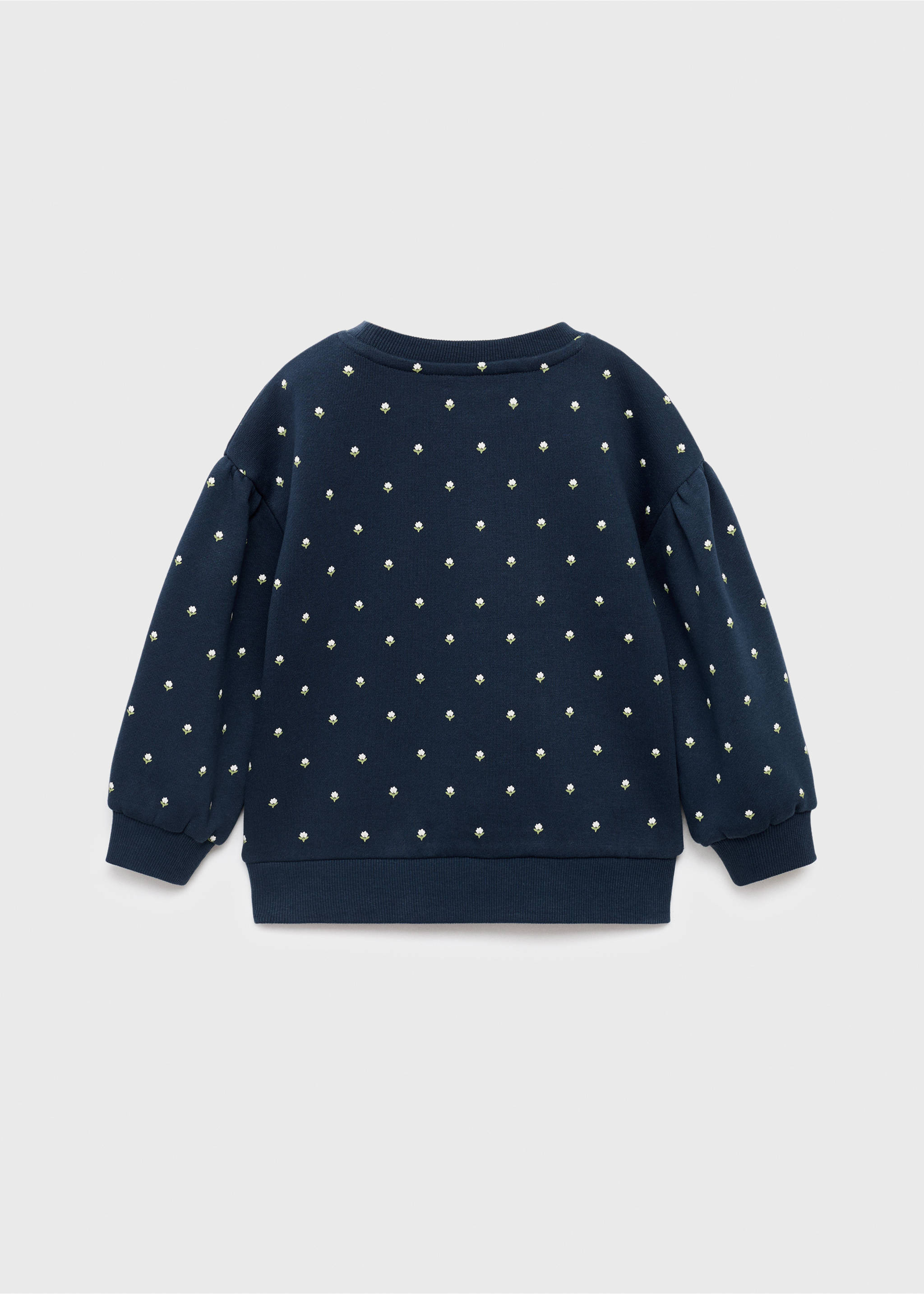 Sweat brodé imprimé floral - Verso de l’article, Bleu marine. Ref: 17055158-00.