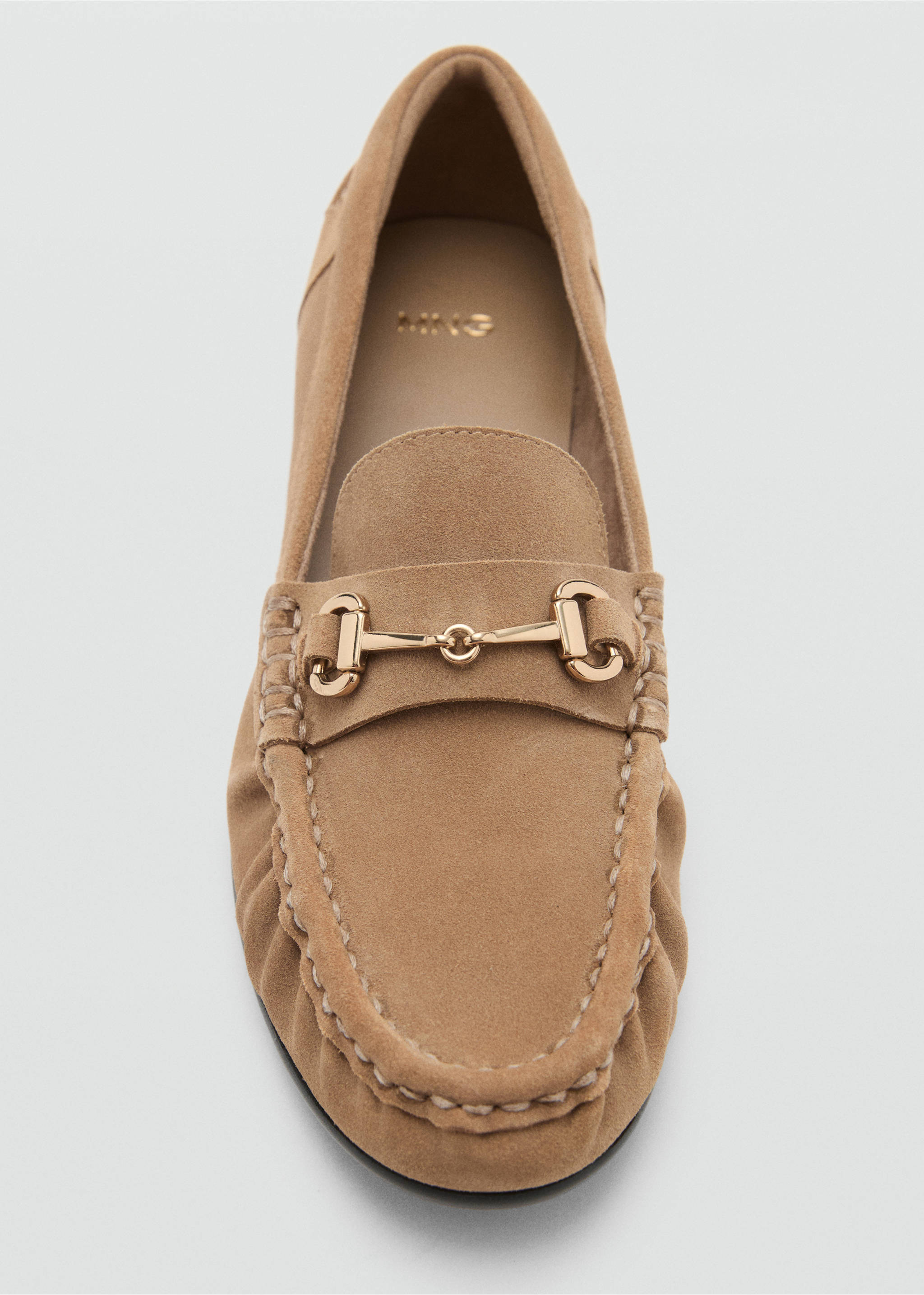 Suede moccasins with buckle - Details of the article 3, Medium Brown. Ref: 17055163-00.