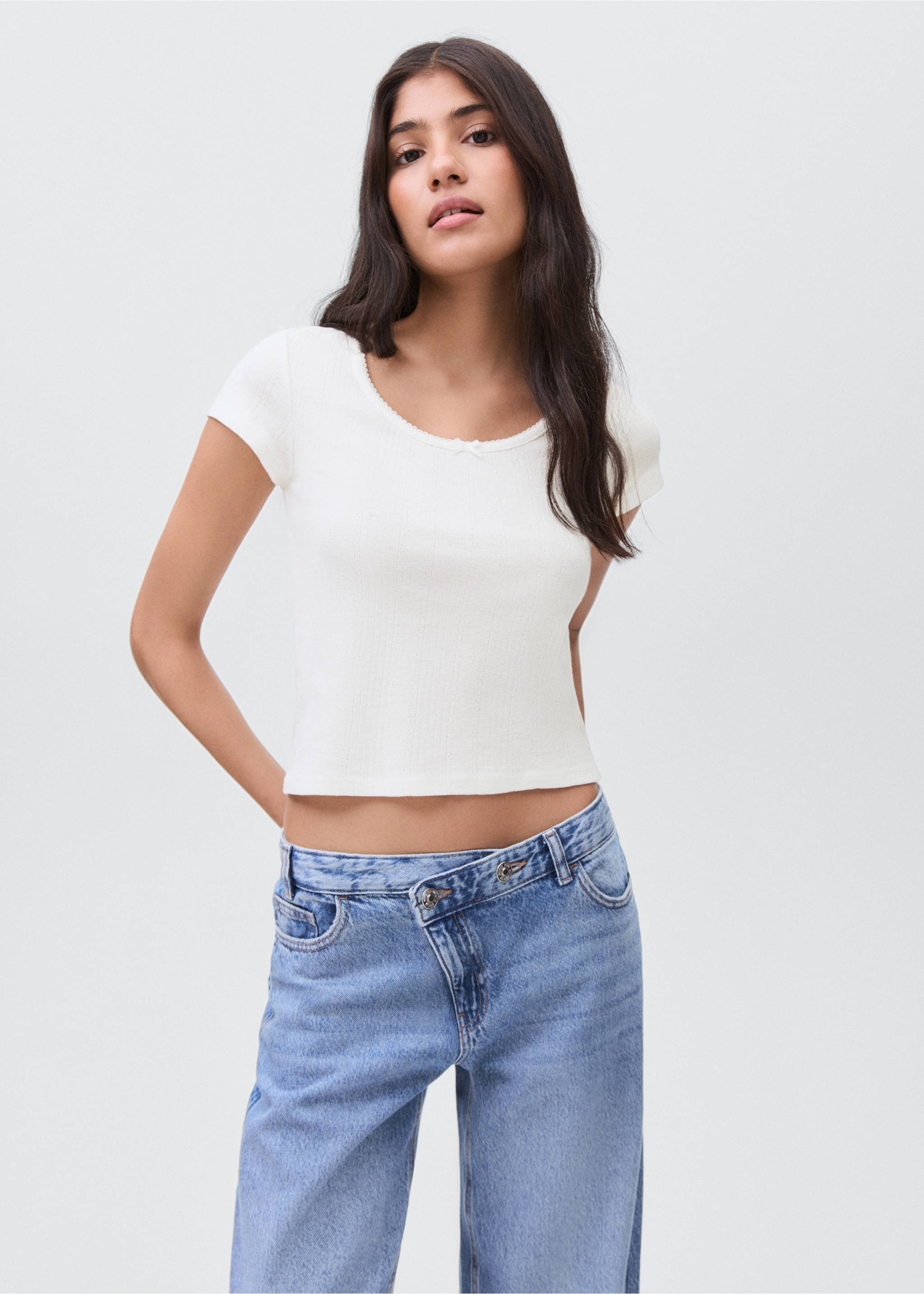 T-shirt with bow - Medium plane, Off White. Ref: 17055793-00.