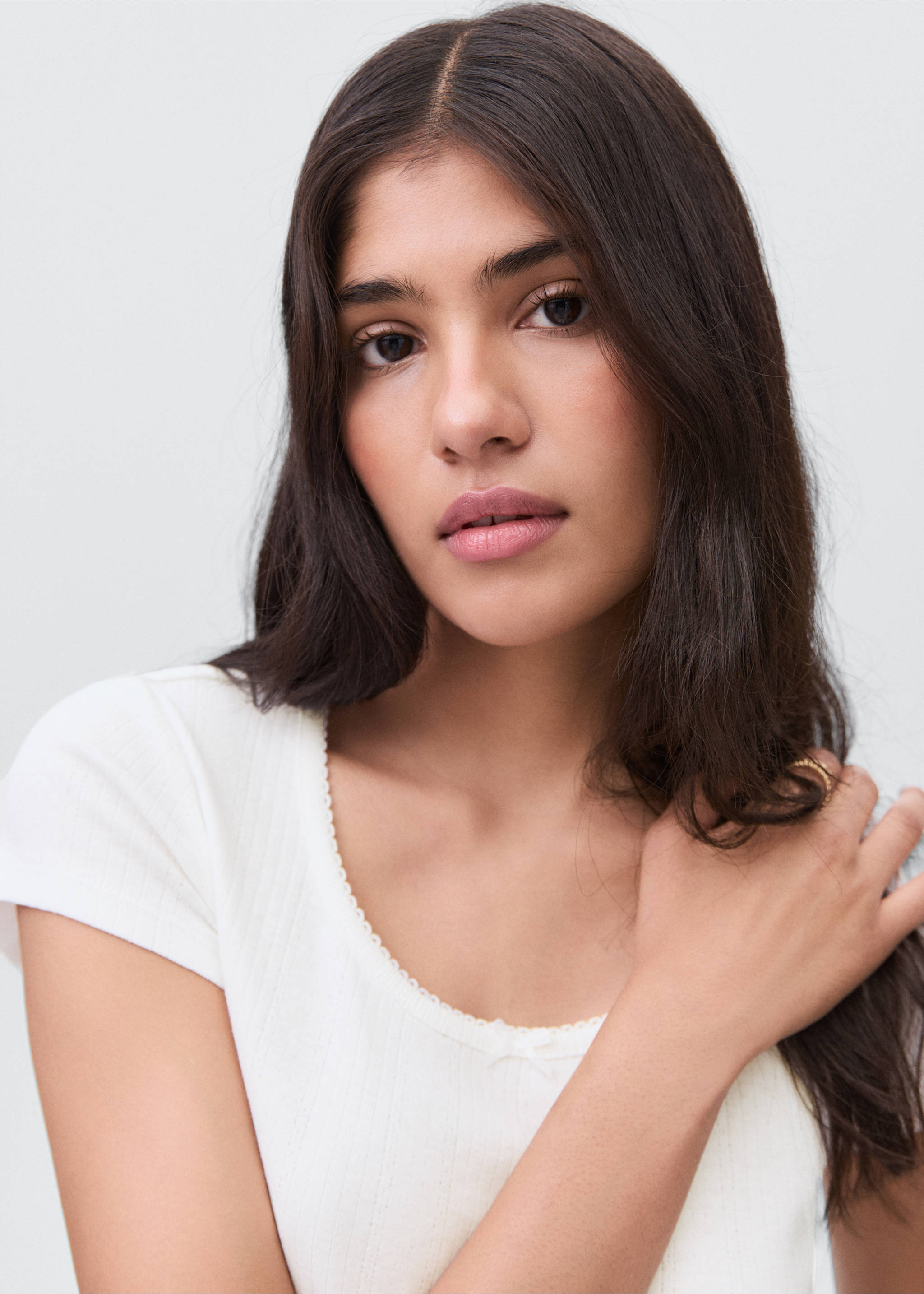 T-shirt with bow - Details of the article 1, Off White. Ref: 17055793-00.