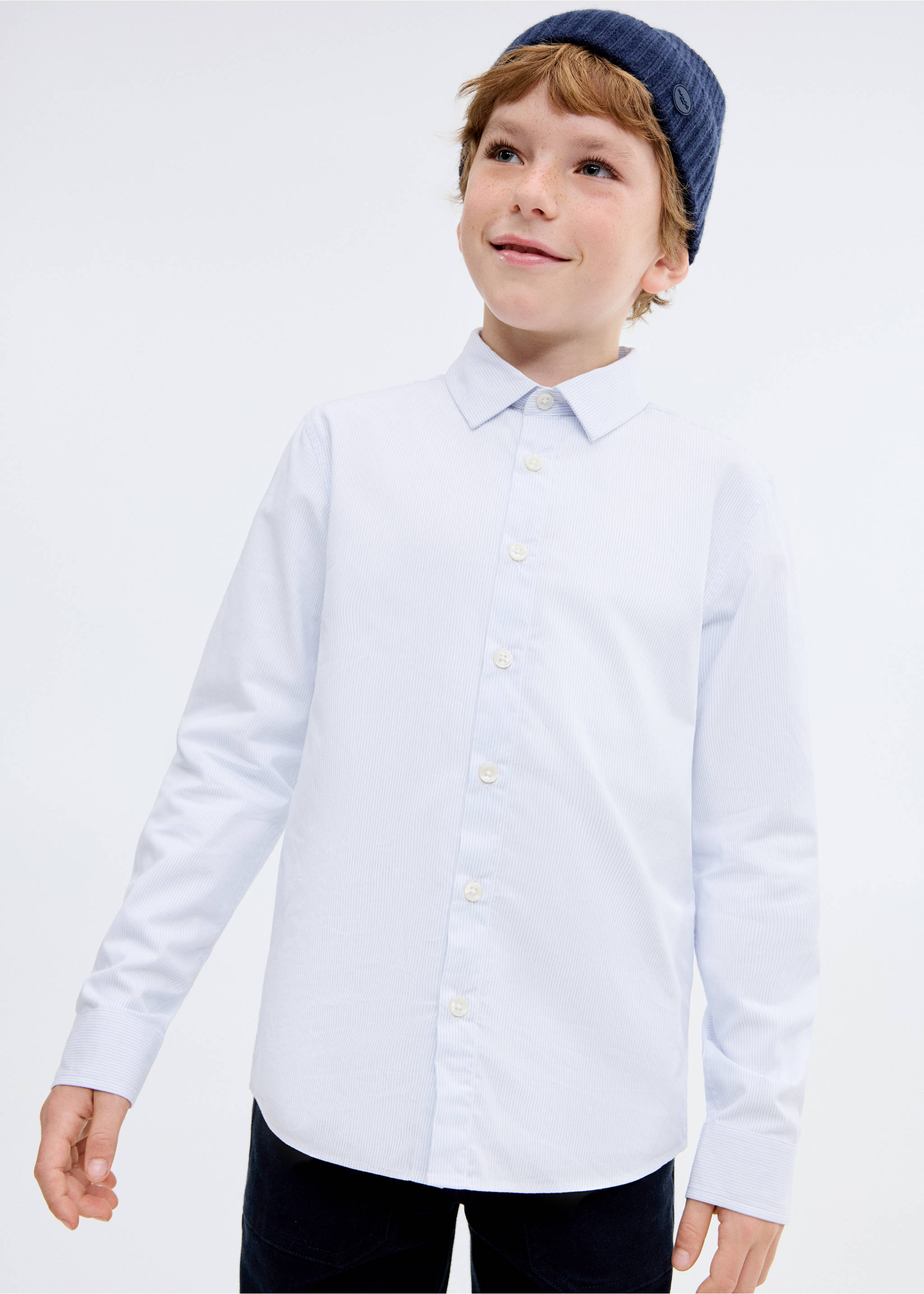 Striped Oxford shirt - Medium plane, Sky Blue. Ref: 17055796-00.
