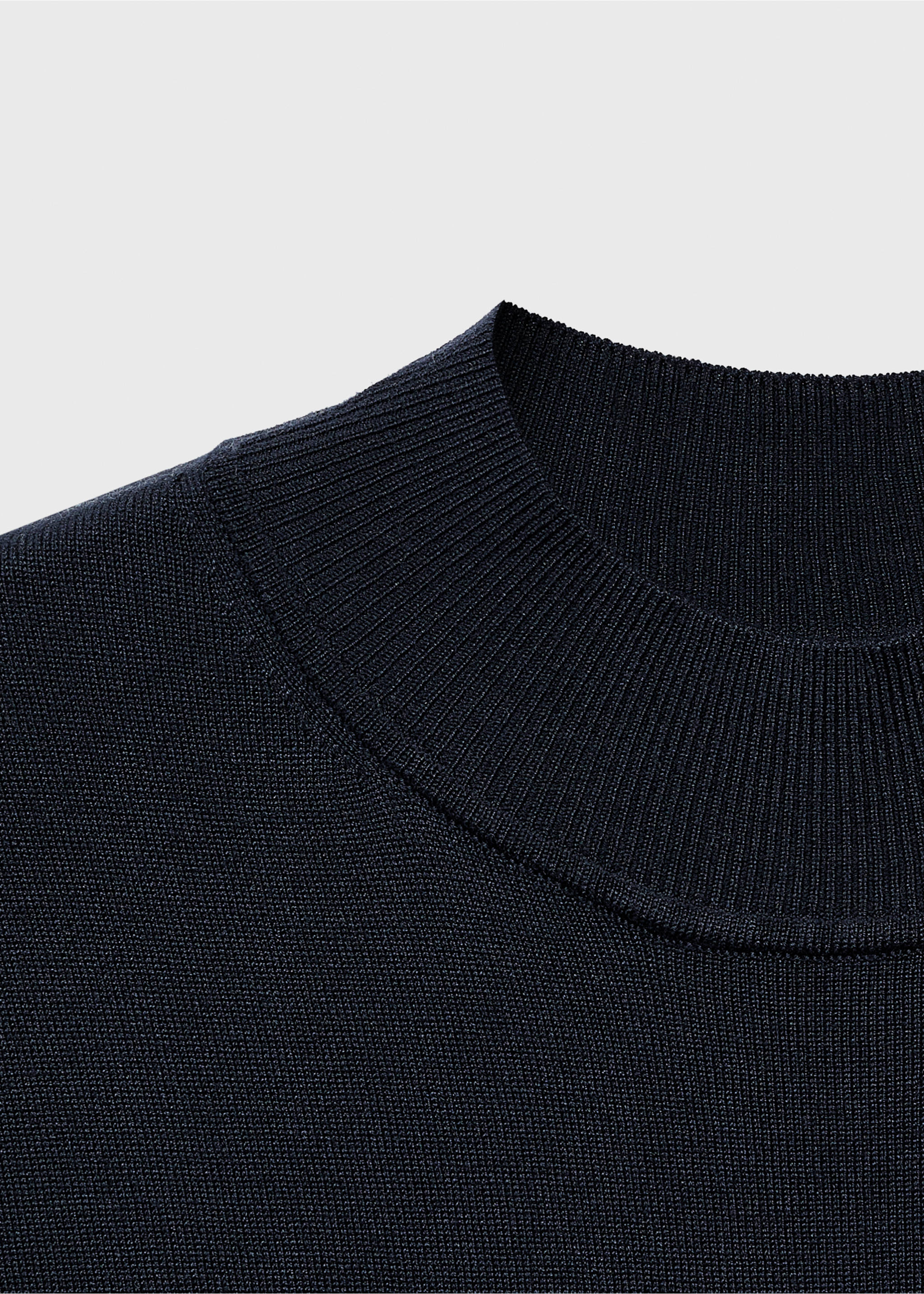 Perkins-neck knitted dress - Details of the article 8, Navy. Ref: 17055799-00.