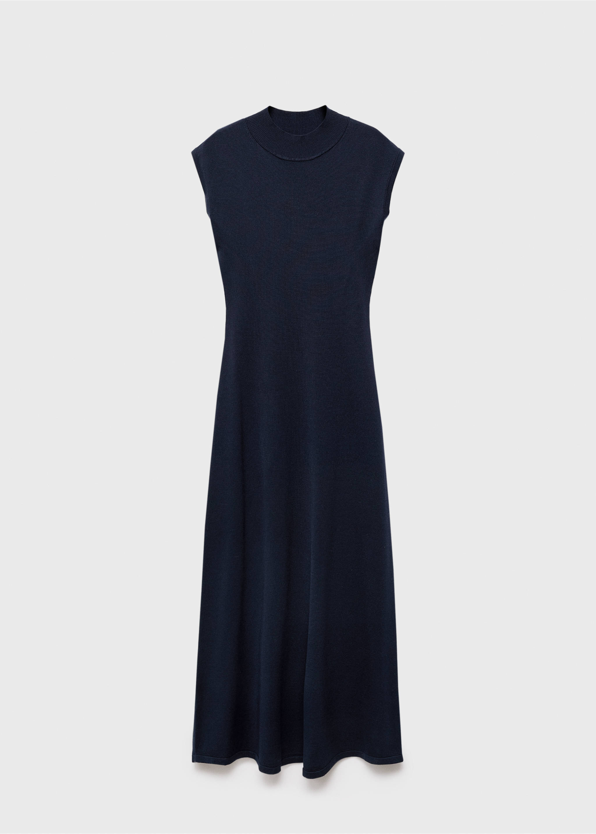 Perkins-neck knitted dress - Article without model, Navy. Ref: 17055799-00.