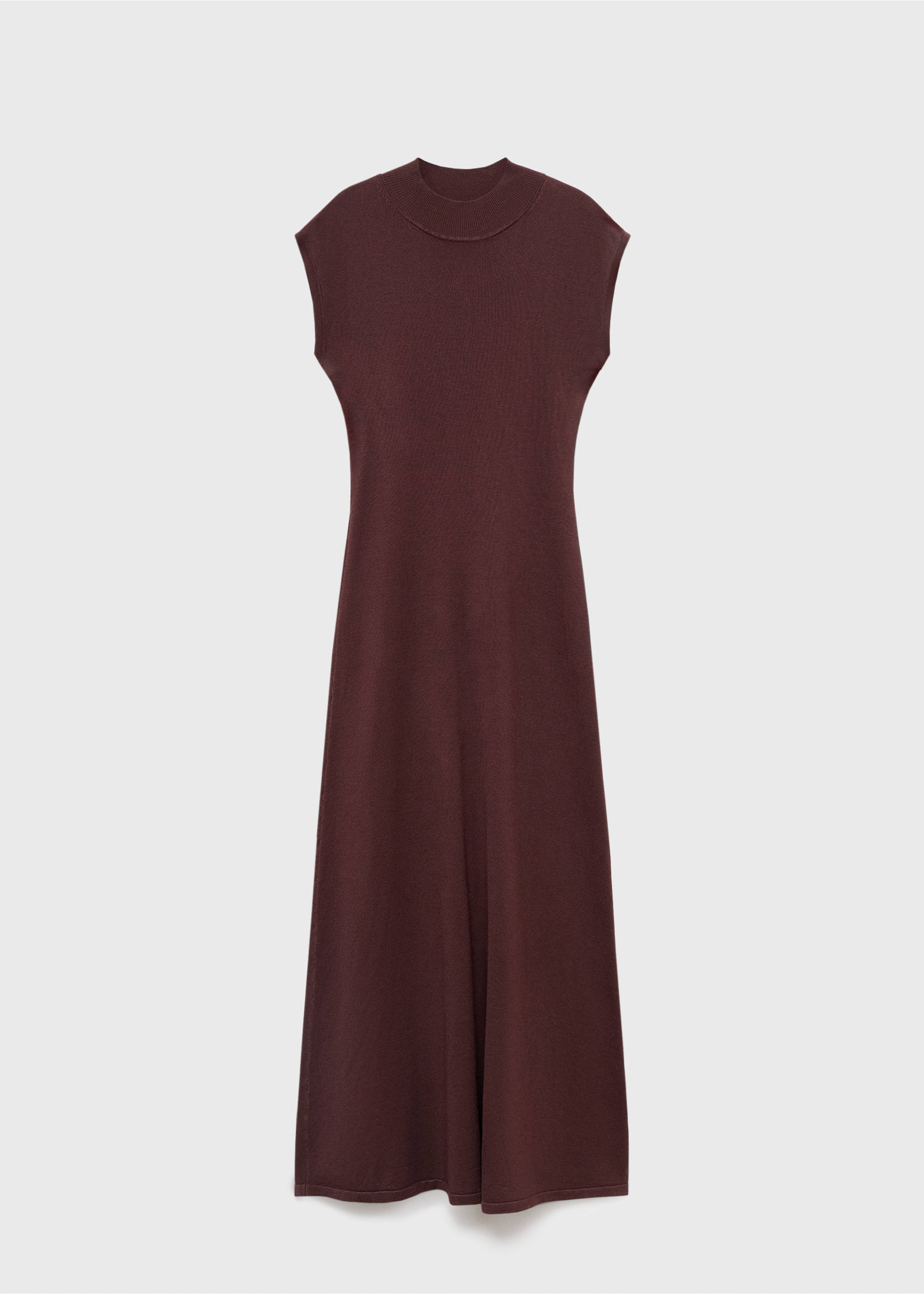 Perkins-neck knitted dress - Article without model, Maroon. Ref: 17055799-00.