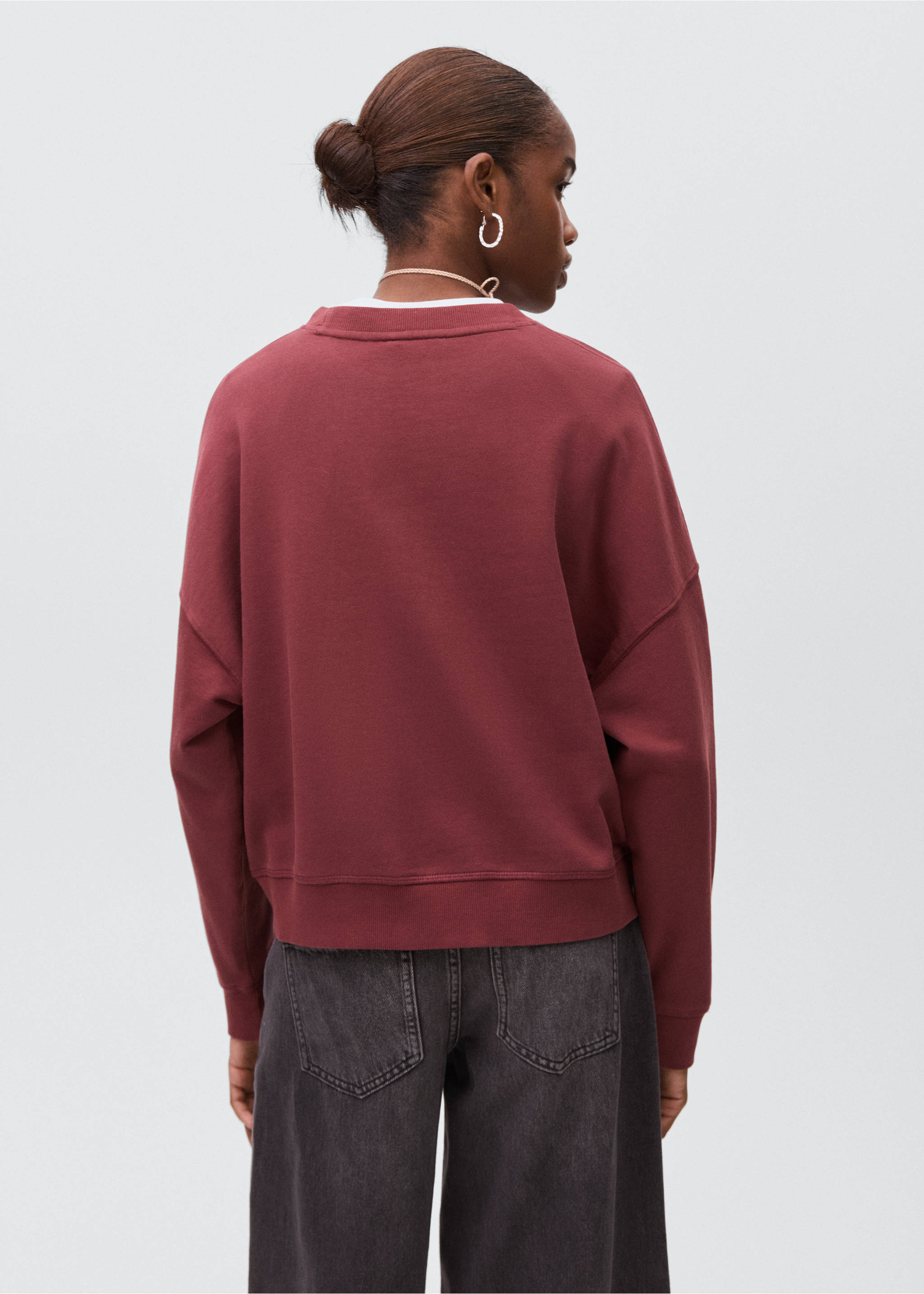 Printed cotton sweatshirt - Reverse of the article, Maroon. Ref: 17055800-00.