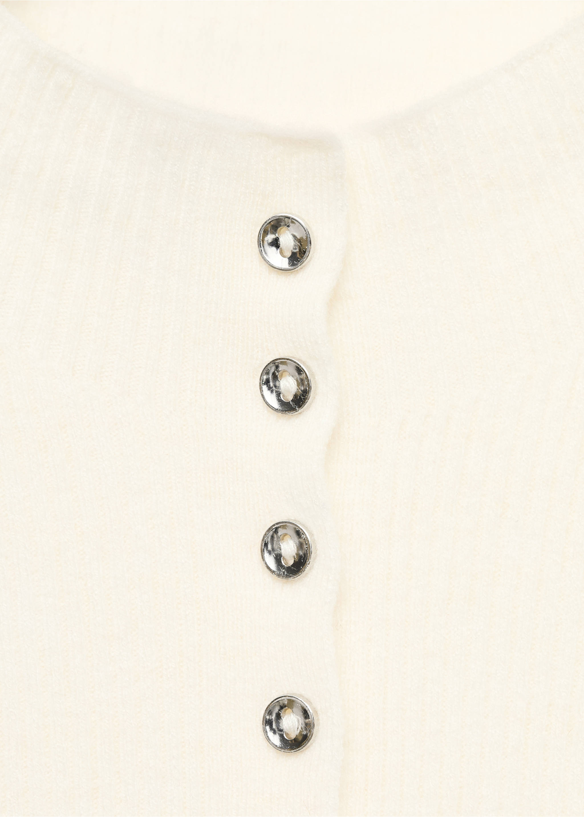 Fine rib knit cardigan - Details of the article 8, Ecru. Ref: 17055804-00.