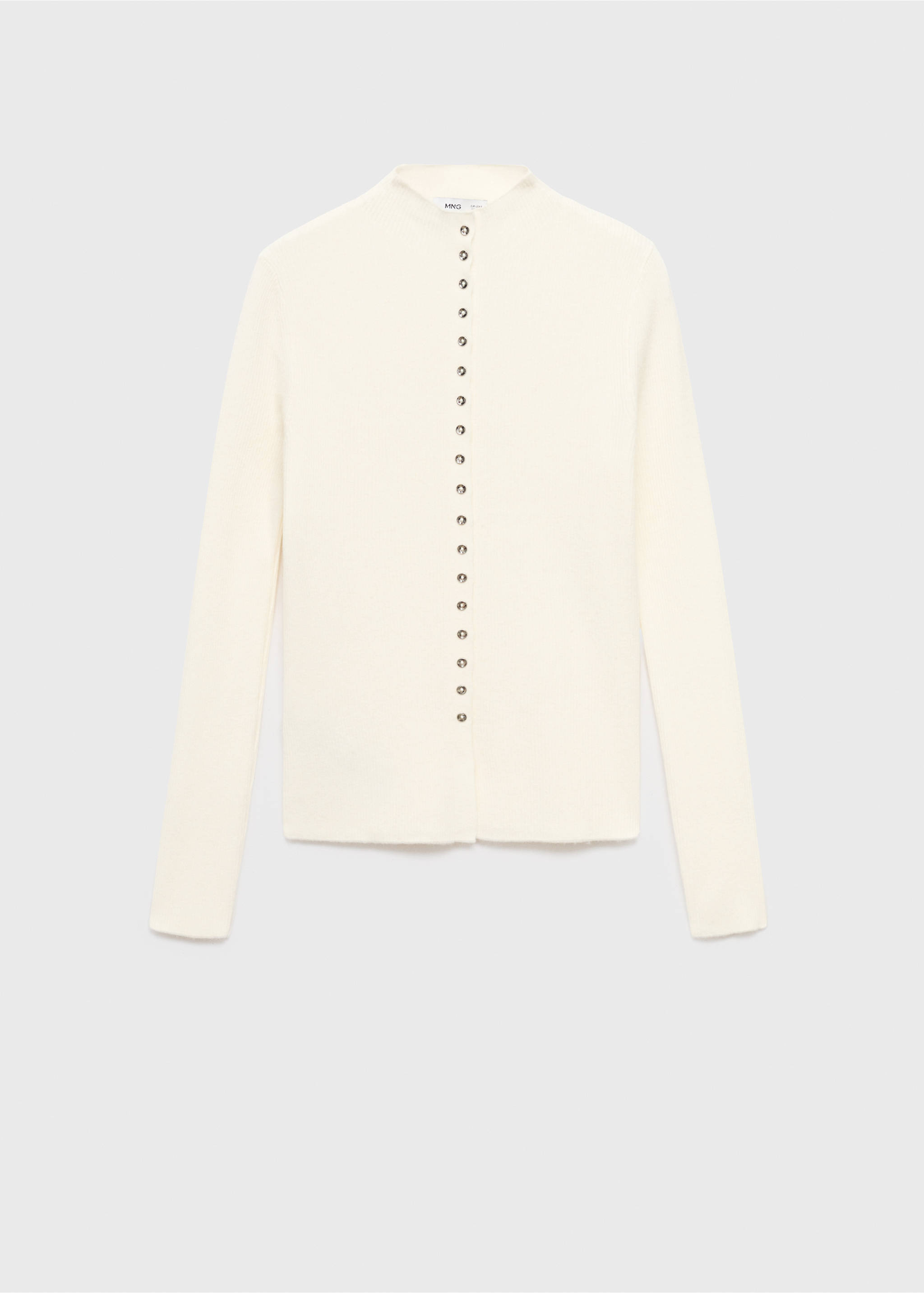 Fine rib knit cardigan - Article without model, Ecru. Ref: 17055804-00.
