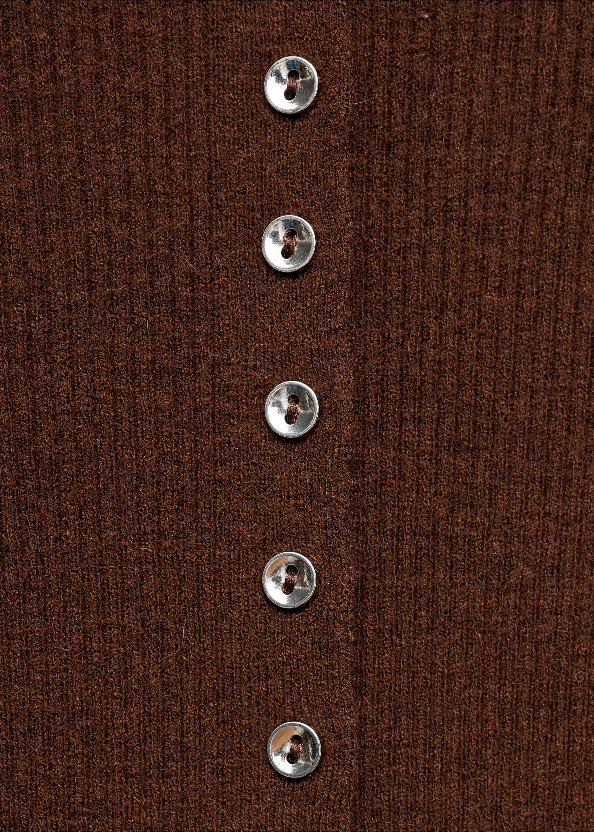 Fine rib knit cardigan - Details of the article 8, Chocolate. Ref: 17055804-00.
