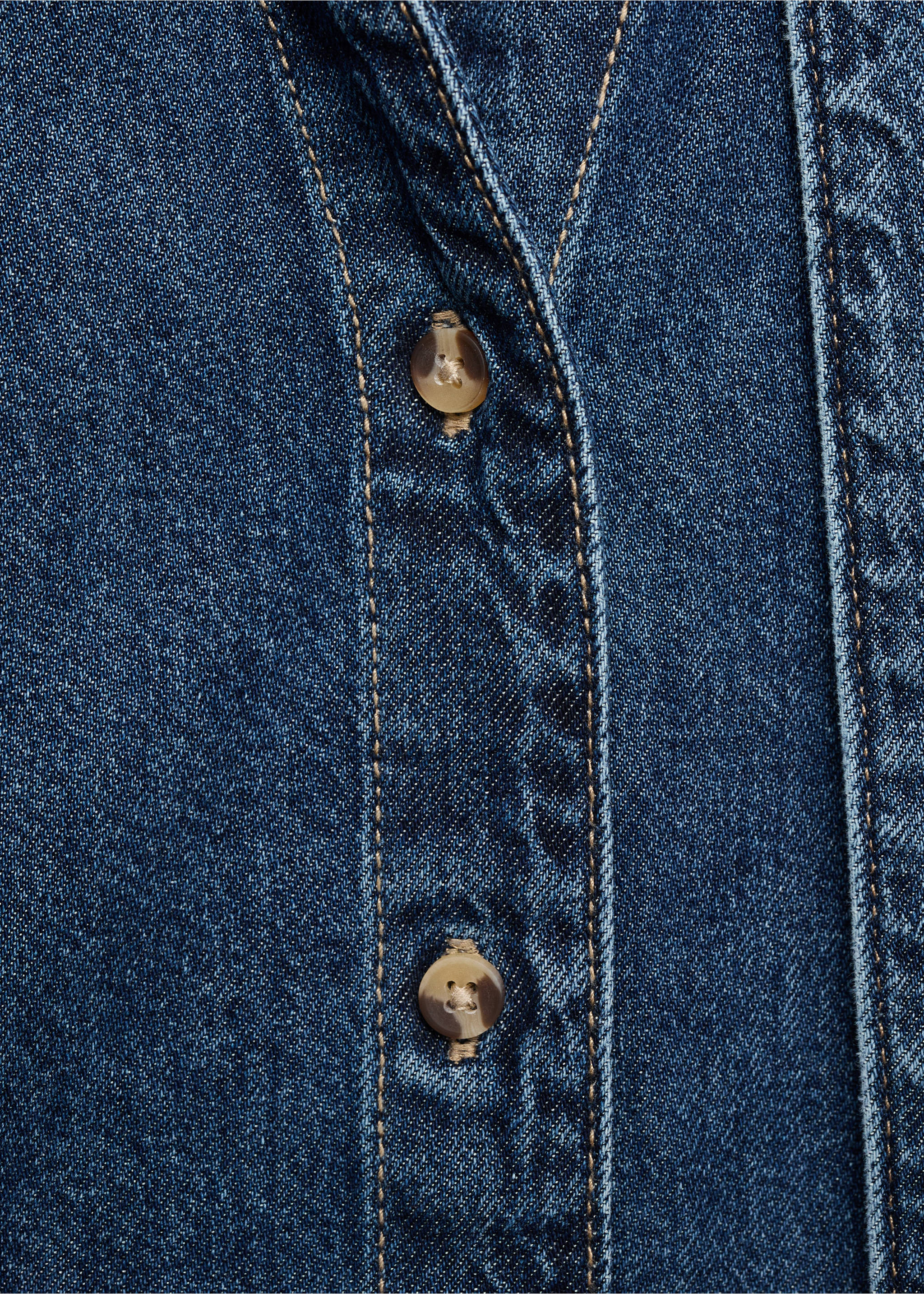 Denim shirt with bow - Details of the article 8, Dark Blue. Ref: 17055805-00.