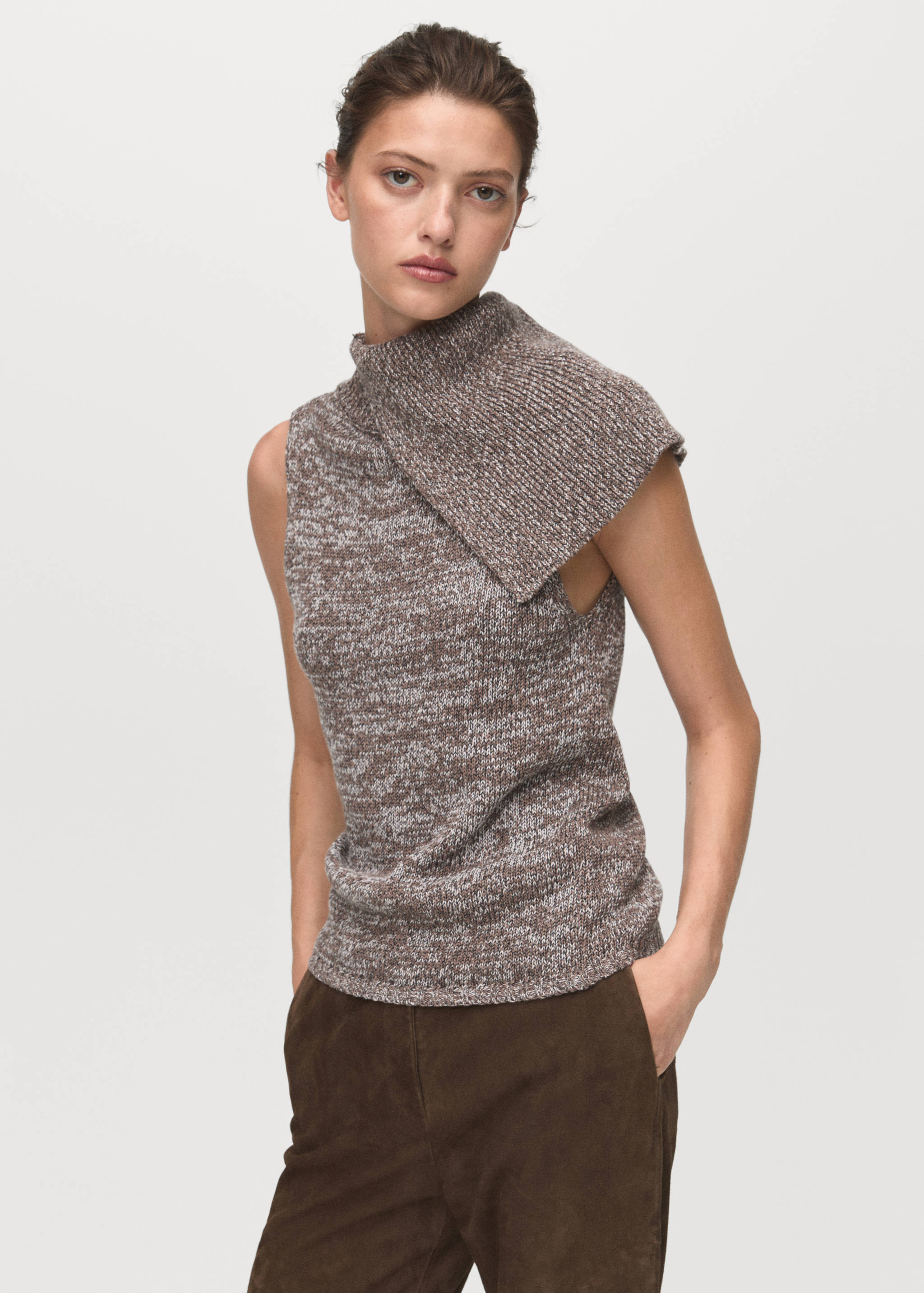 Waistcoat with mottled wrap collar - Medium plane