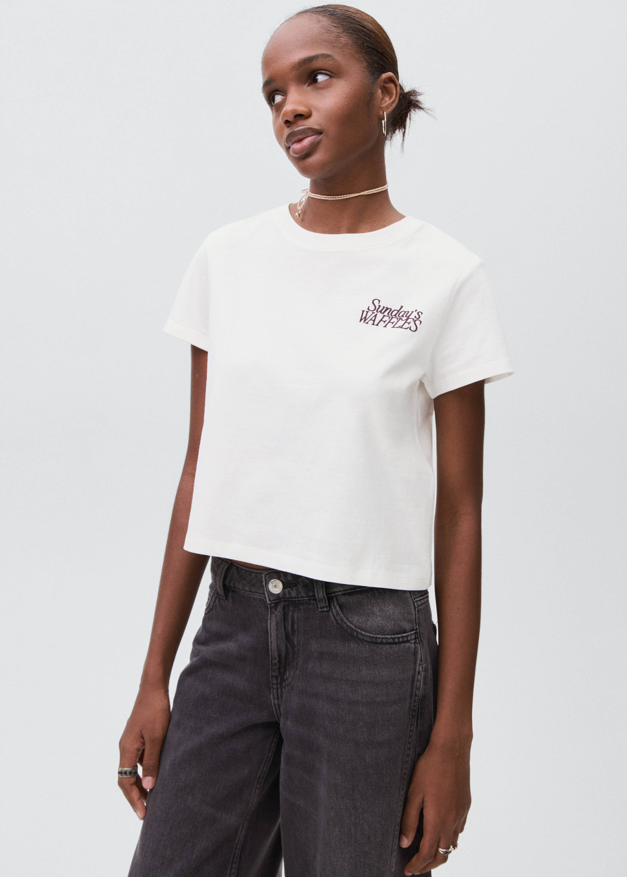 Printed cotton-blend t-shirt - Medium plane
