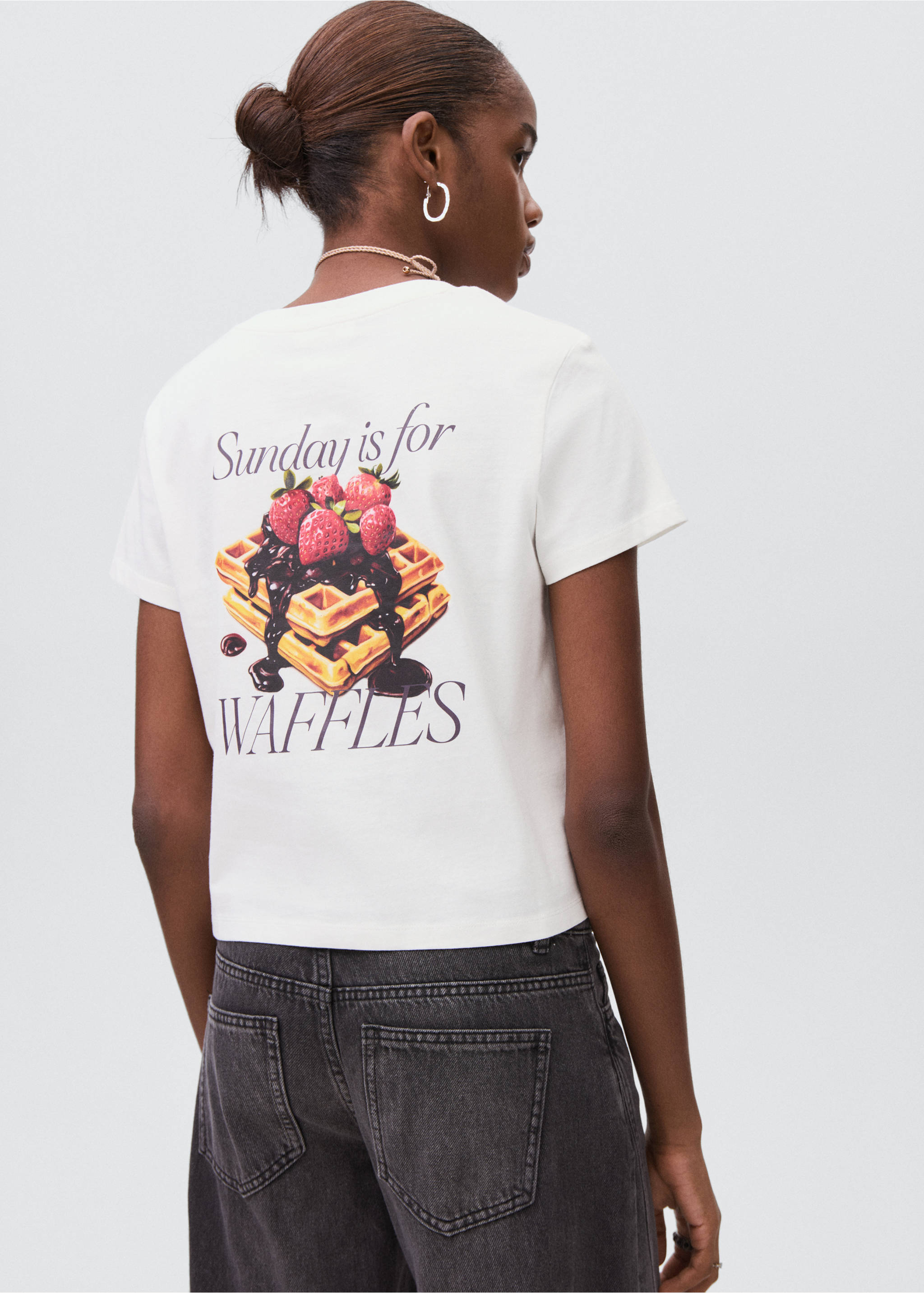 Printed cotton-blend t-shirt - Reverse of the article, Off White. Ref: 17055809-00.