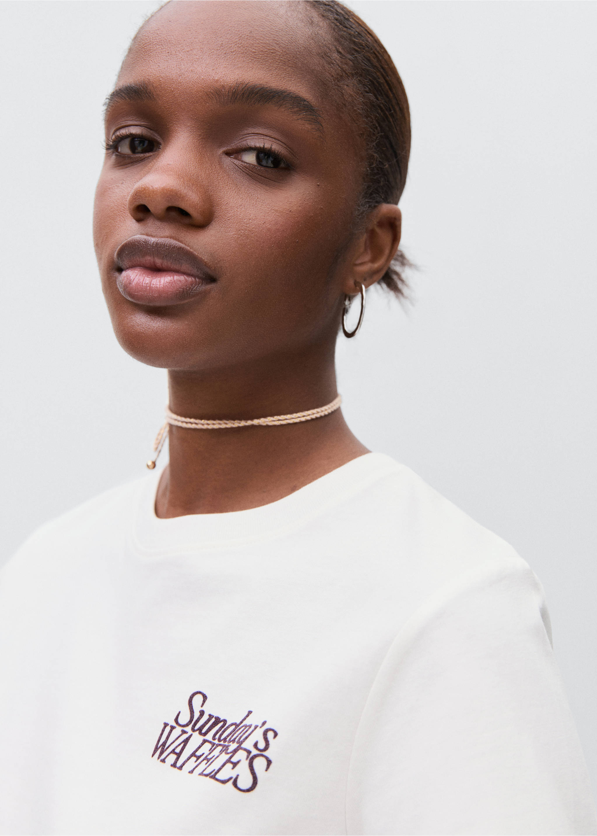 Printed cotton-blend t-shirt - Details of the article 1, Off White. Ref: 17055809-00.