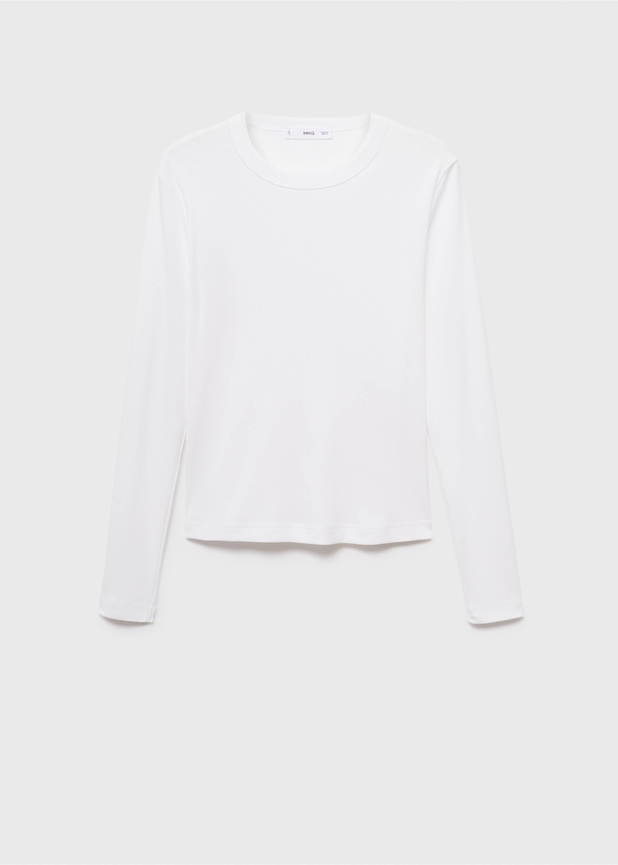 White long-sleeve t-shirt with a round neckline., White. Ref: 17055814-00.