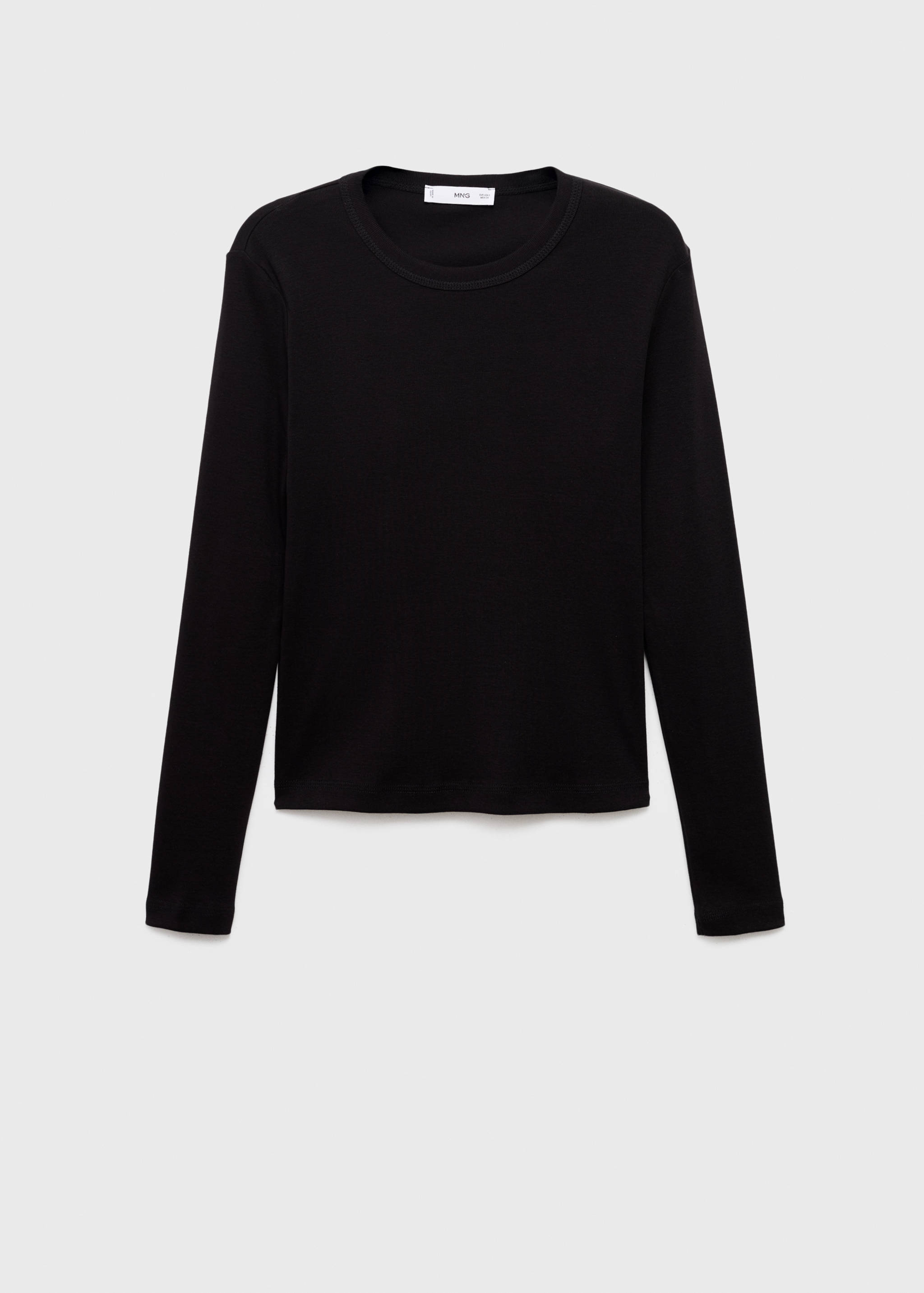 Black long-sleeve t-shirt with a crew neckline.