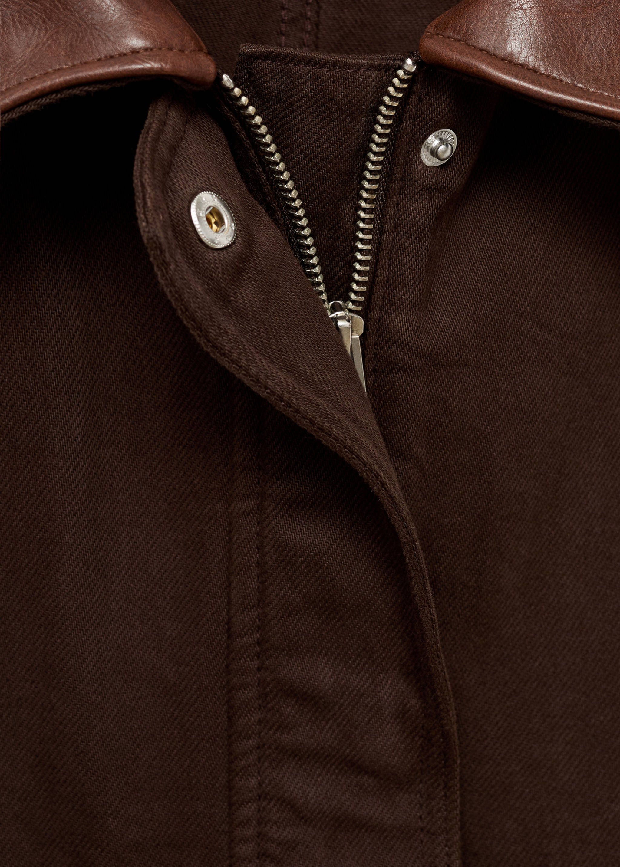 Džínová parka s límcem s koženým efektem - Detail zboží 0