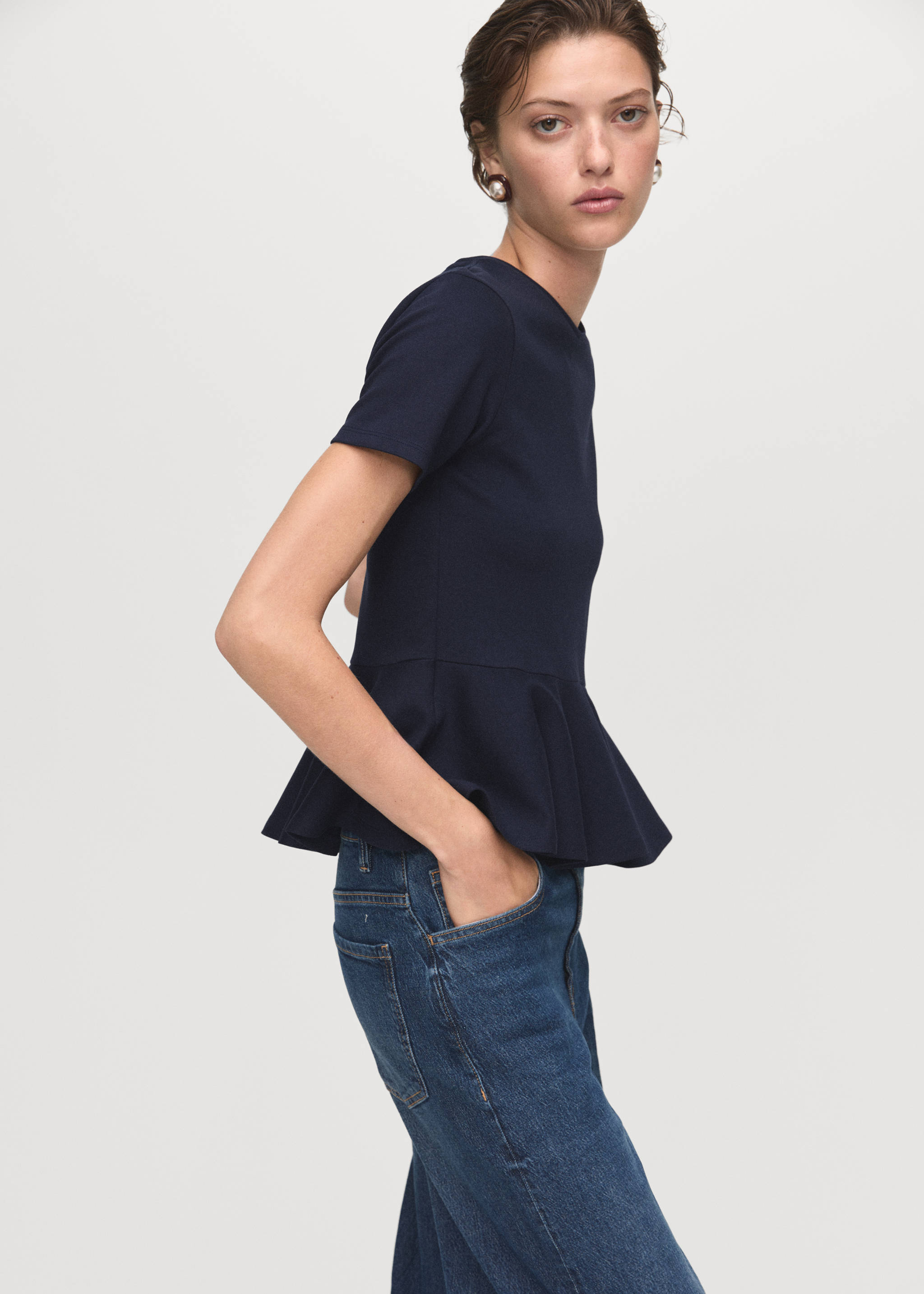 Short-sleeved peplum t-shirt - Medium plane