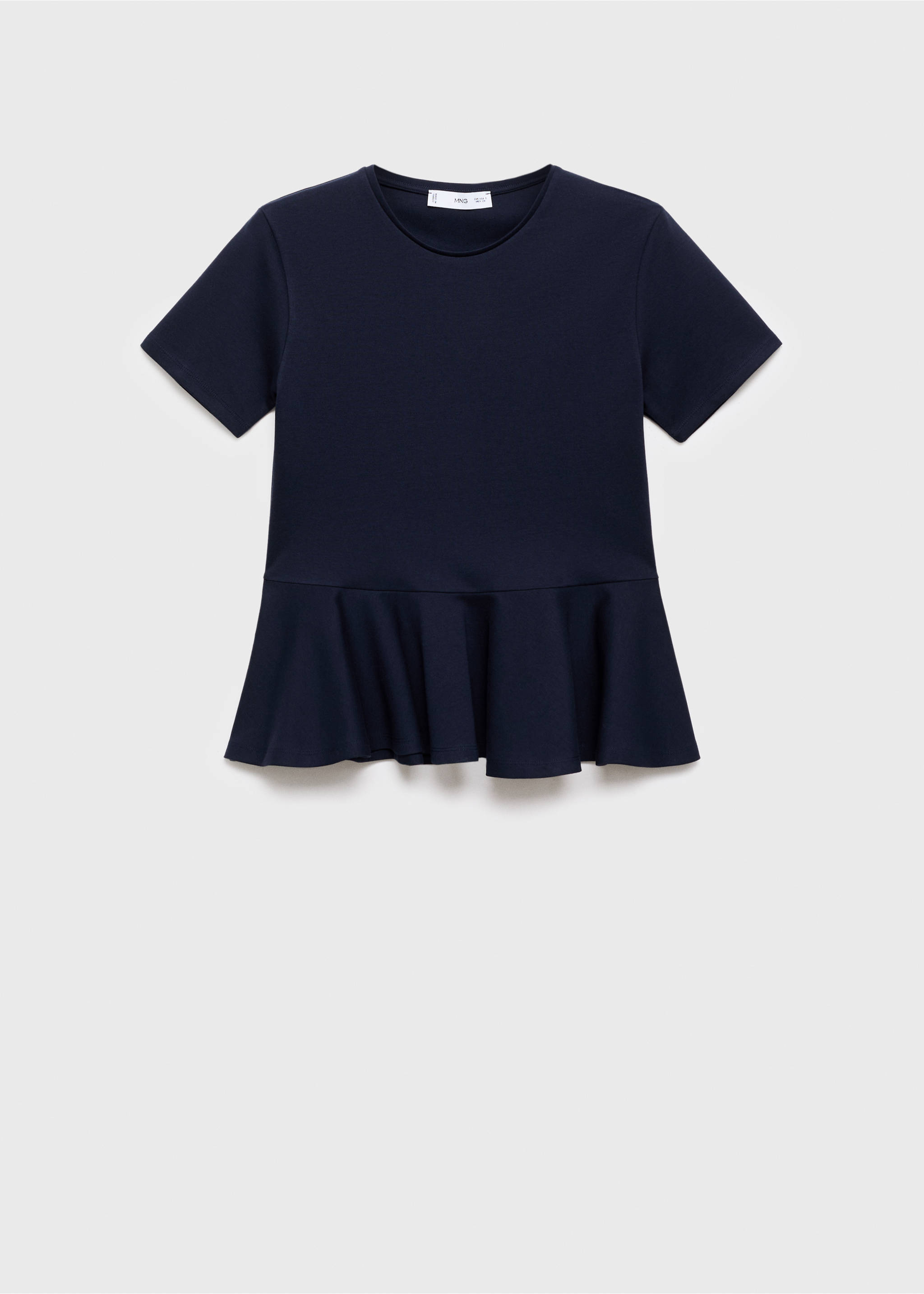 Short-sleeved peplum t-shirt - Article without model, Navy. Ref: 17055826-00.