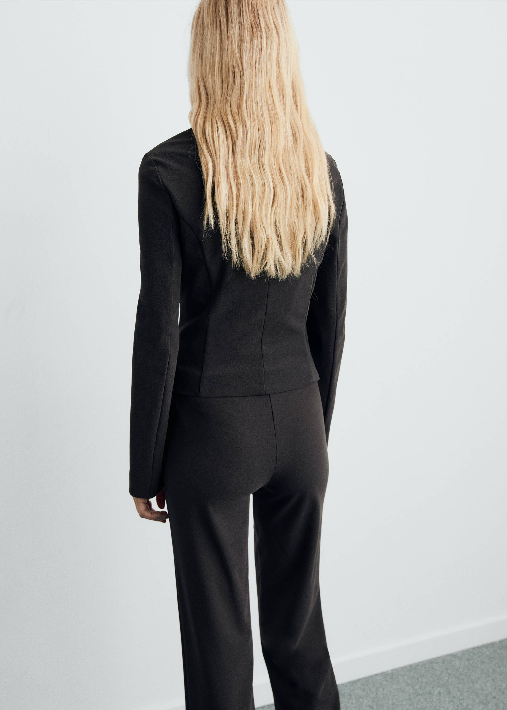 Tailored cropped suit jacket - Reverse of the article, Grey. Ref: 17055827-00.
