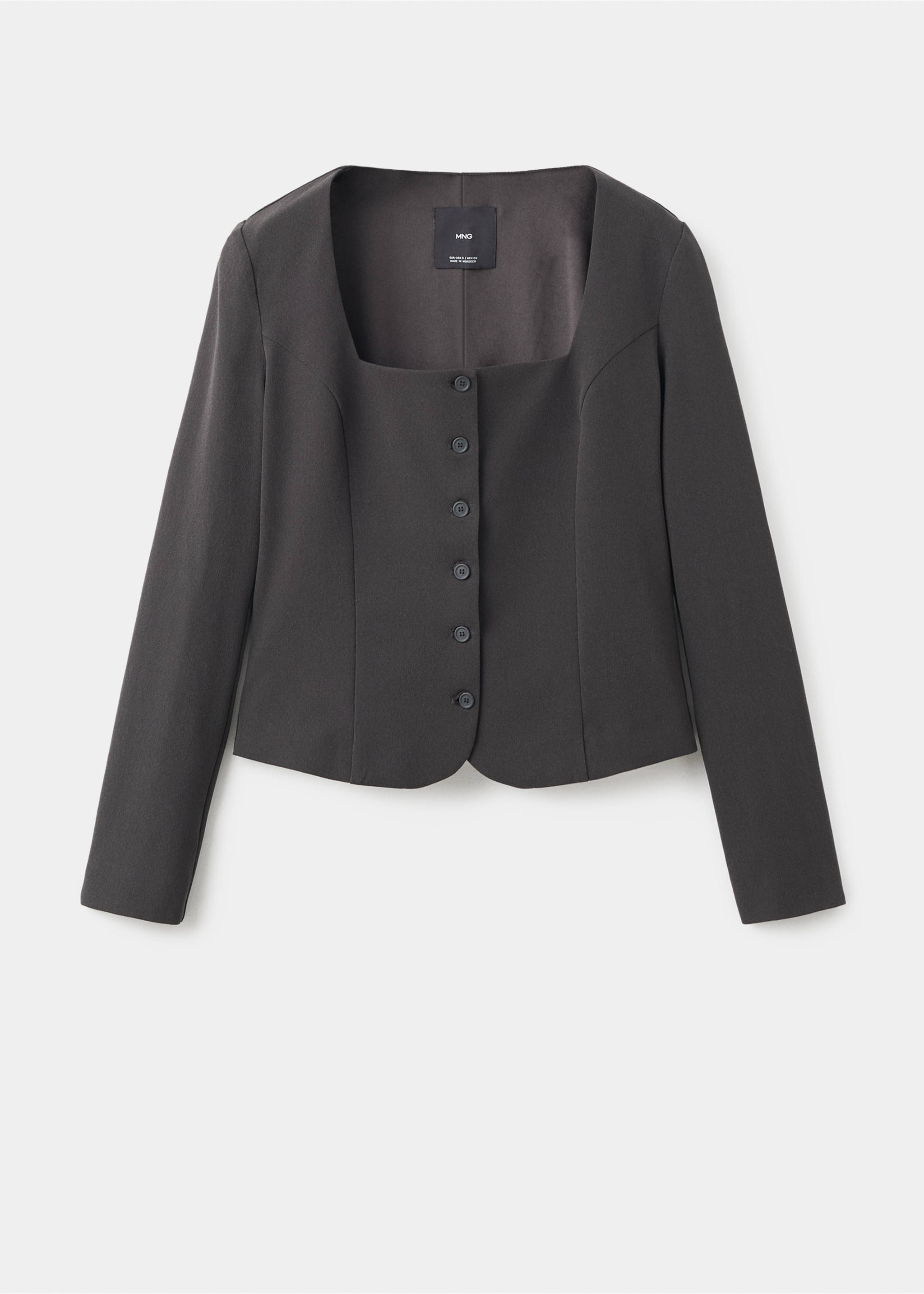 Tailored cropped suit jacket - Article without model, Grey. Ref: 17055827-00.
