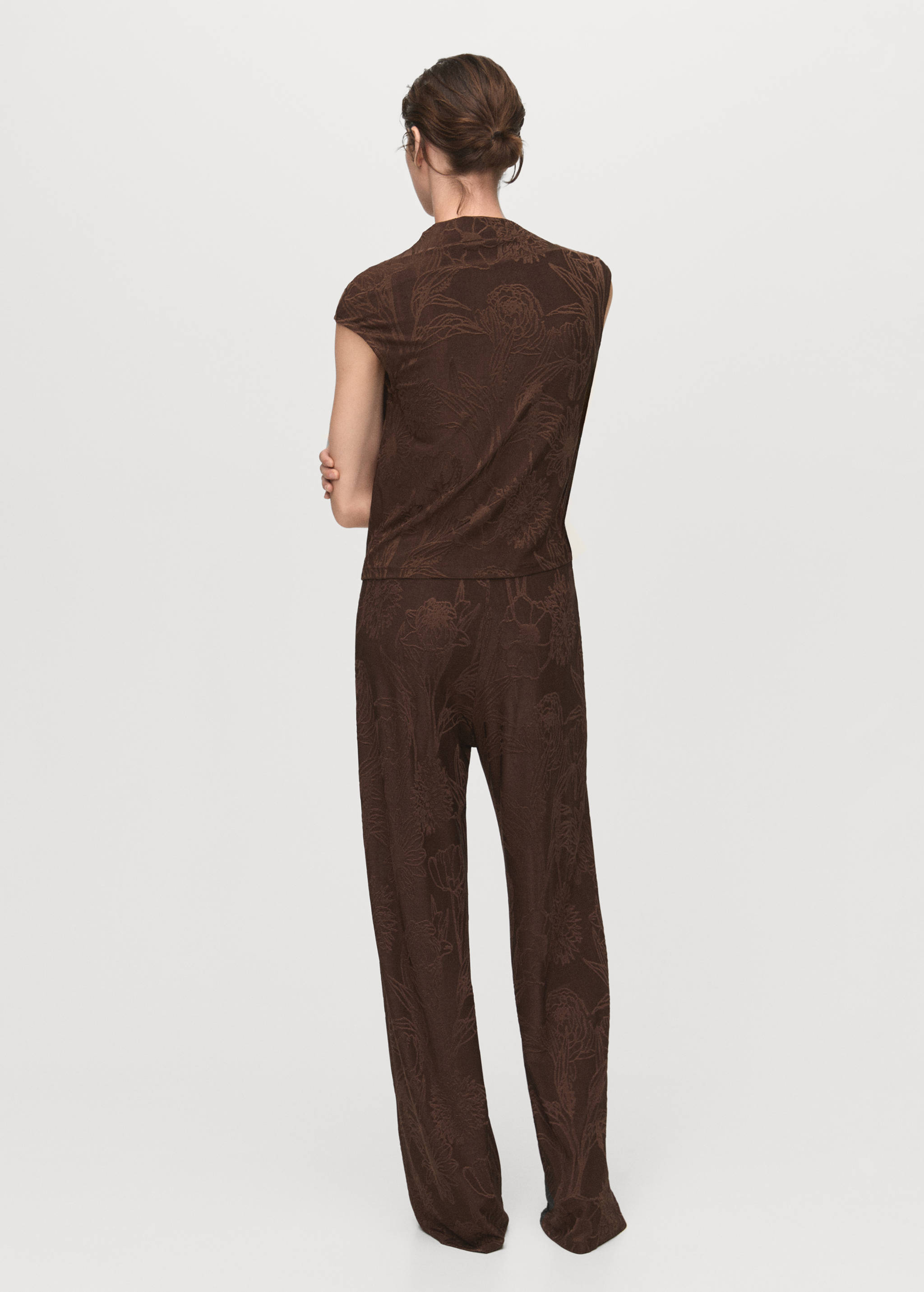 Pantalón jacquard floral recto - Reverso del artículo