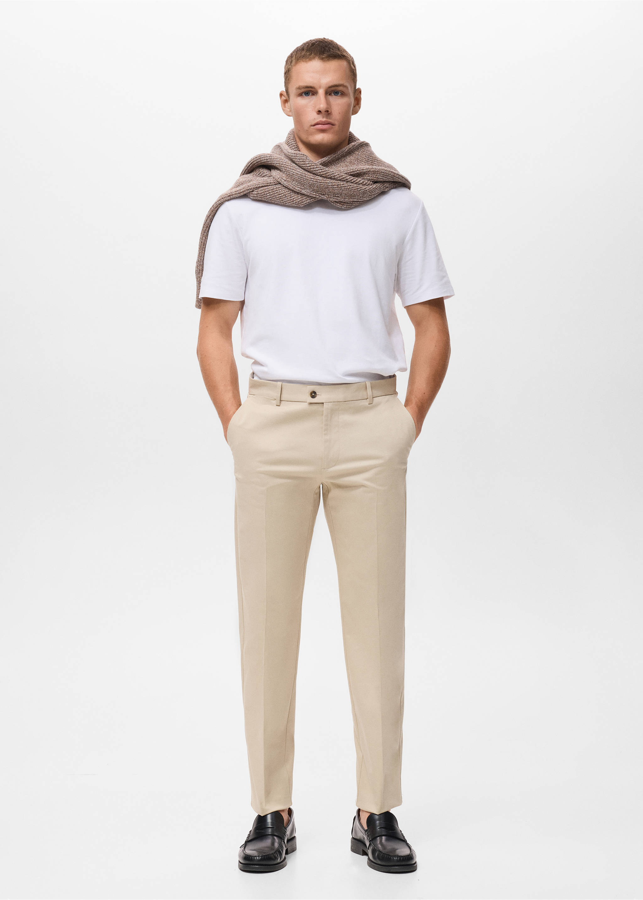 Pantalón algodón regular fit - Plano general, Crudo. Ref: 17055969-00.
