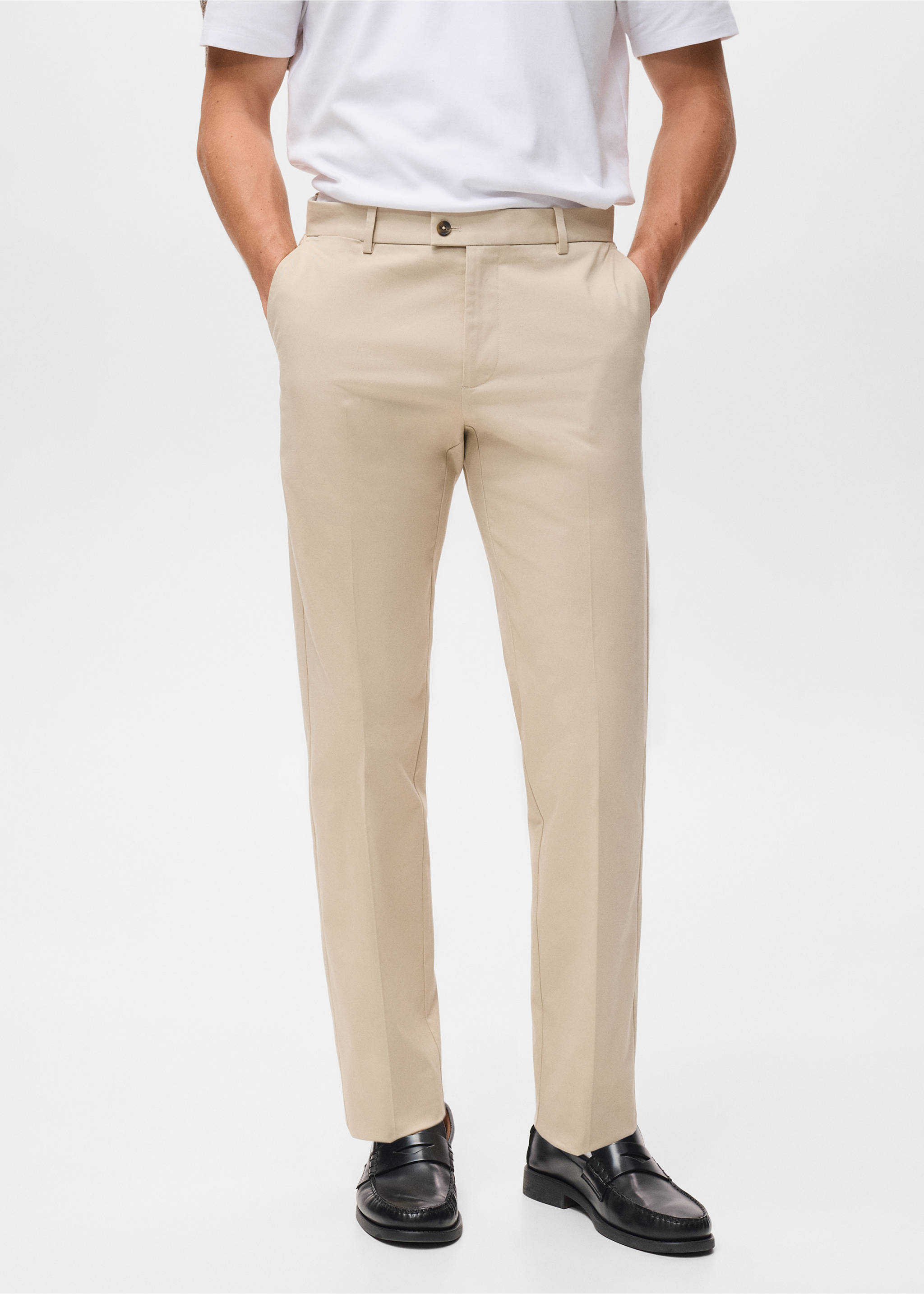 Pantalón algodón regular fit - Plano medio, Crudo. Ref: 17055969-00.