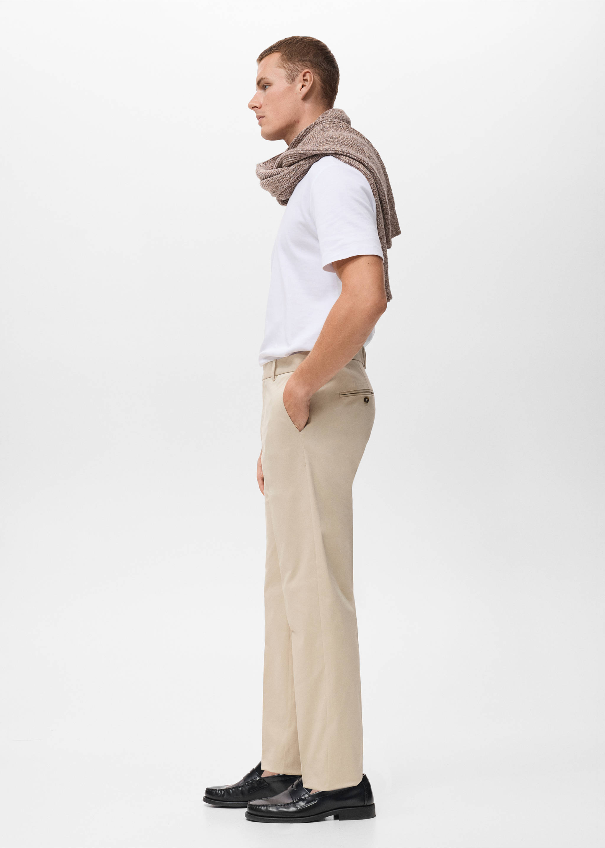 Pantalón algodón regular fit - Detalle del artículo 2, Crudo. Ref: 17055969-00.