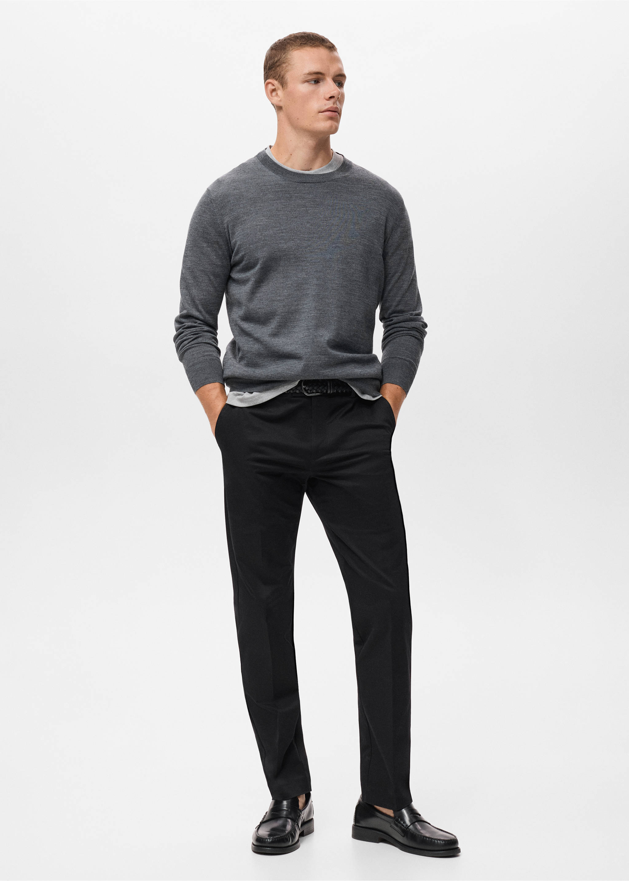 Pantalón algodón regular fit - Plano general, Azul marino. Ref: 17055969-00.