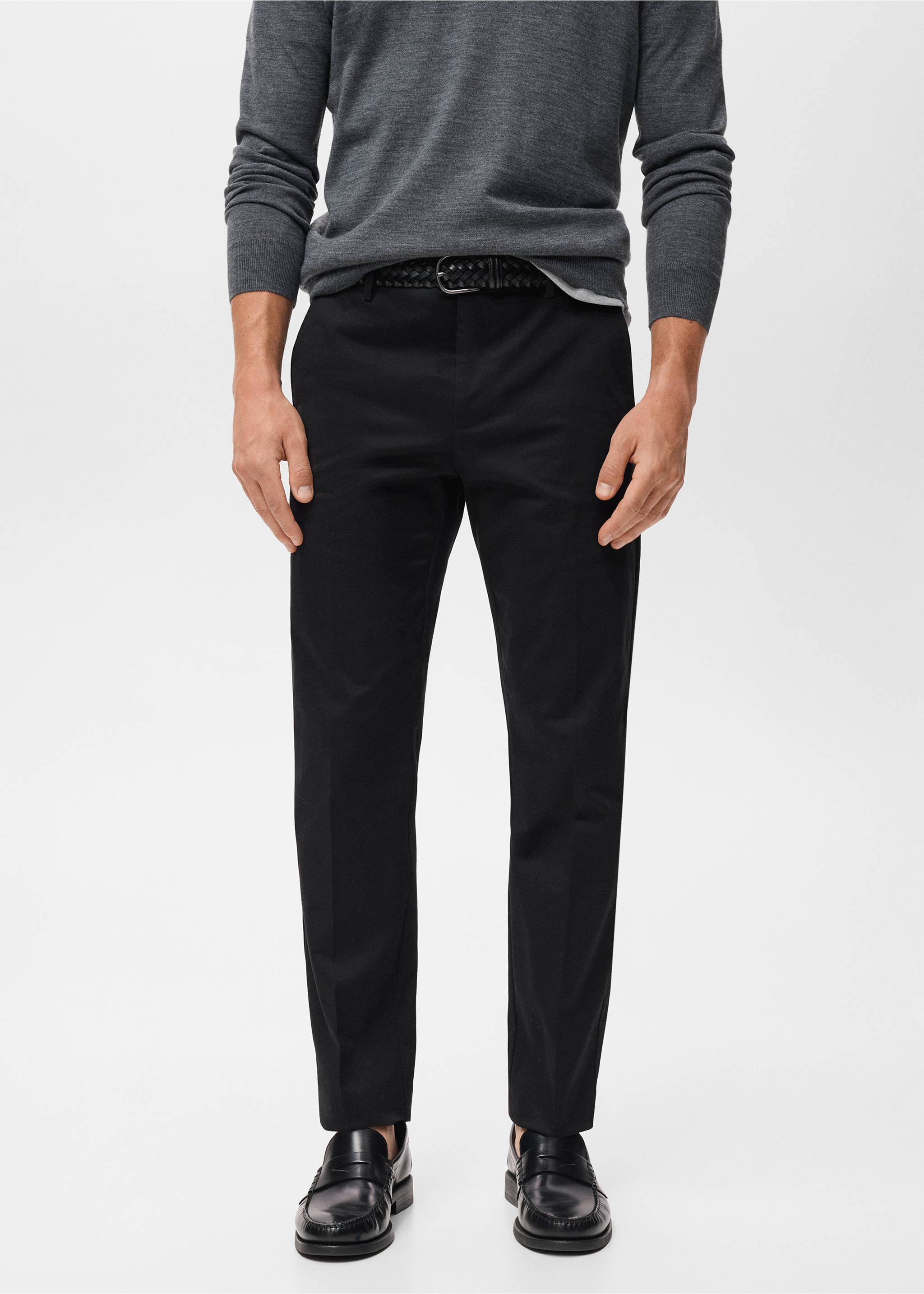 Pantalón algodón regular fit - Plano medio, Azul marino. Ref: 17055969-00.
