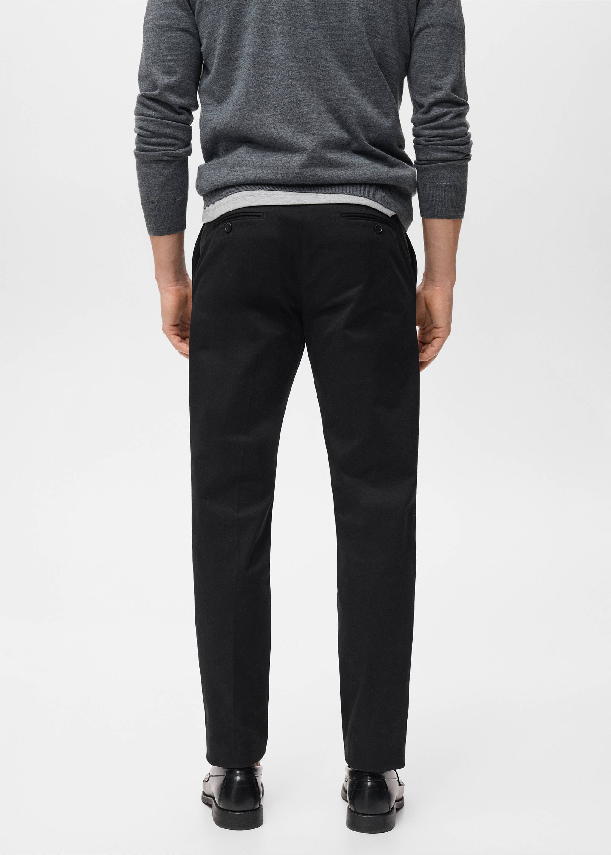 Pantalón algodón regular fit - Reverso del artículo, Azul marino. Ref: 17055969-00.