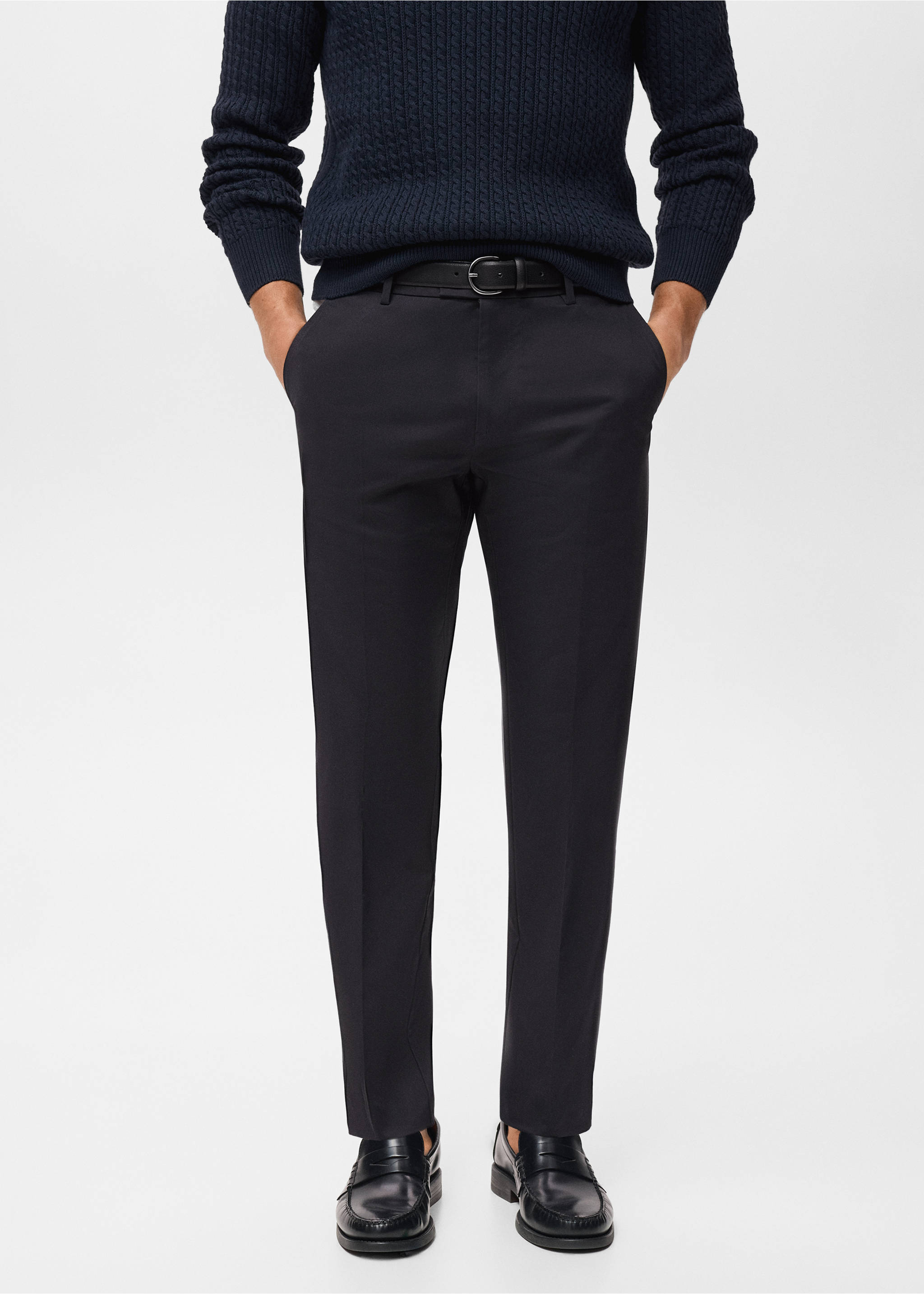 Pantalón algodón regular fit - Plano medio, Negro. Ref: 17055969-00.