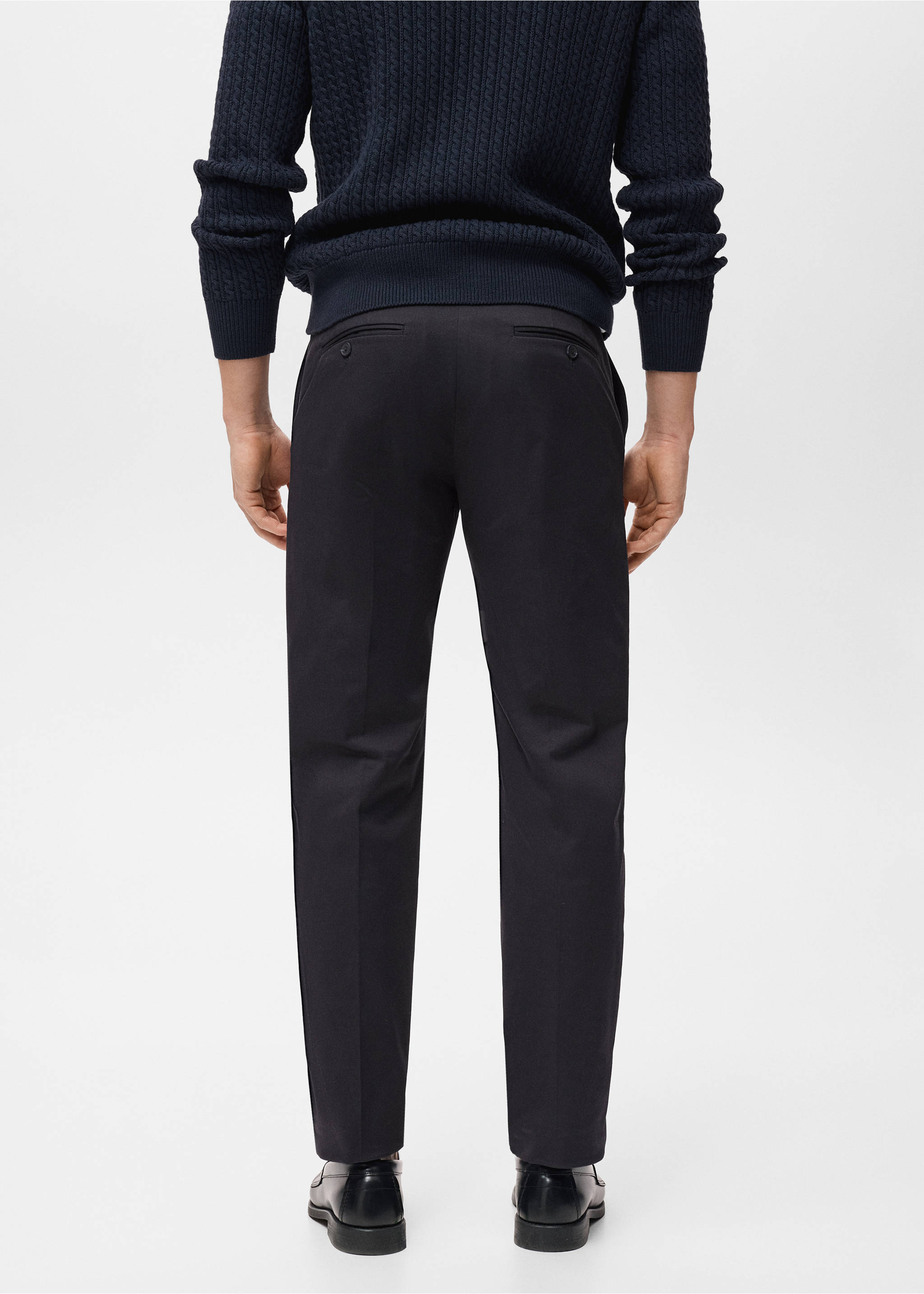 Pantalón algodón regular fit - Reverso del artículo, Negro. Ref: 17055969-00.
