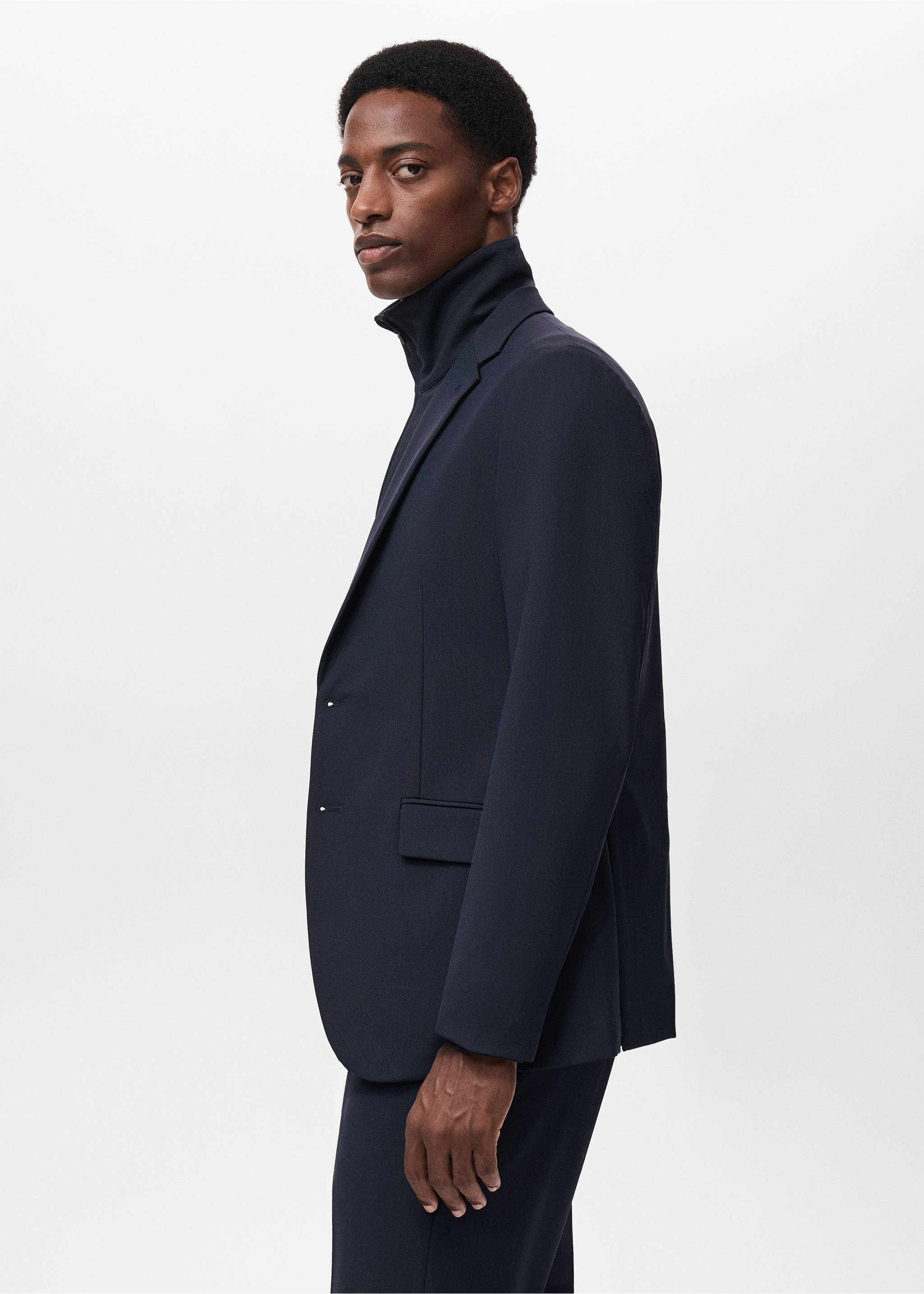 Zurich slim-fit Thermolite® suit jacket - Details of the article 2, Navy. Ref: 17055970-00.