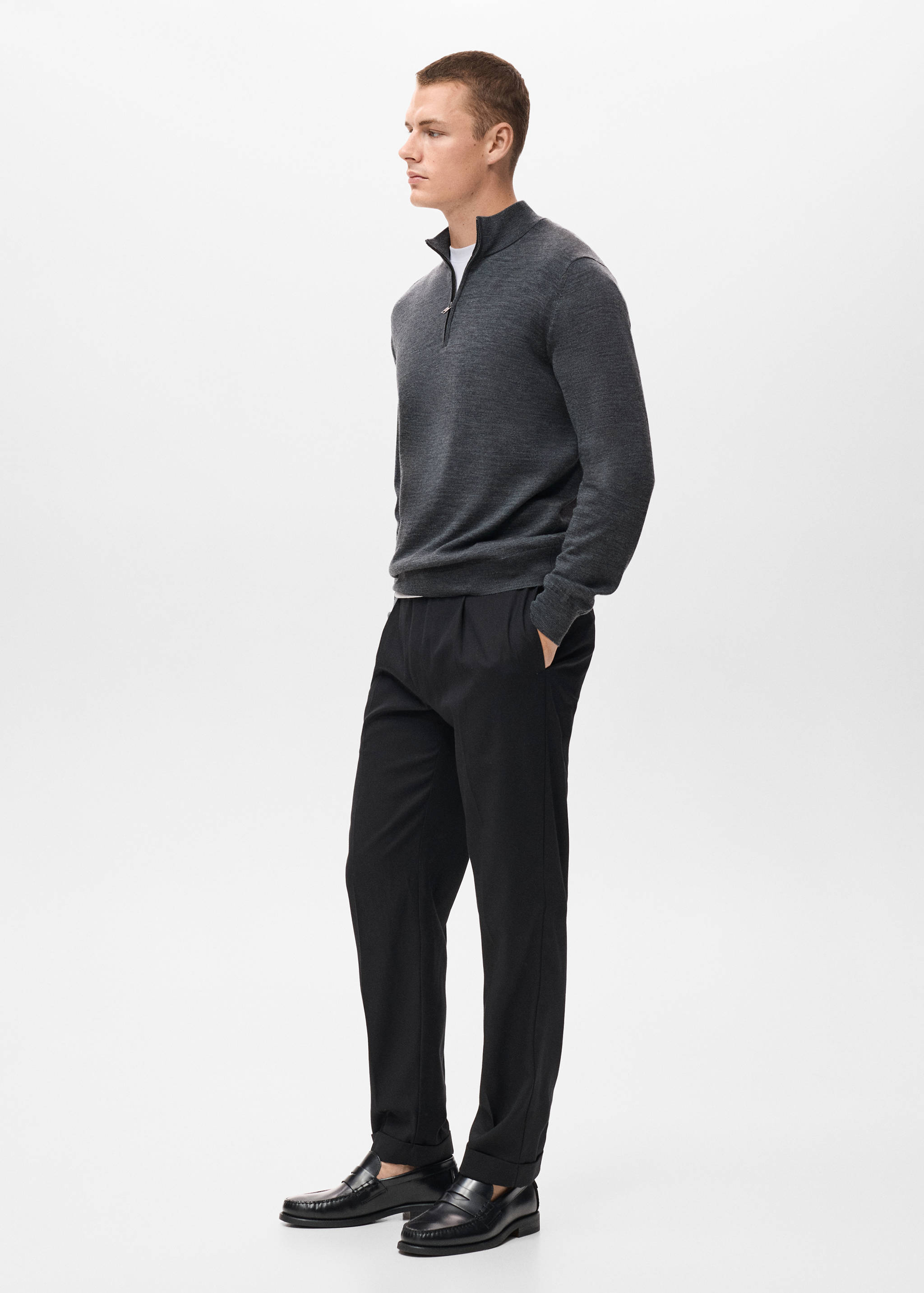 Perkins-Kragen-Jersey aus 100% Merinowolle - Detail des Artikels 2