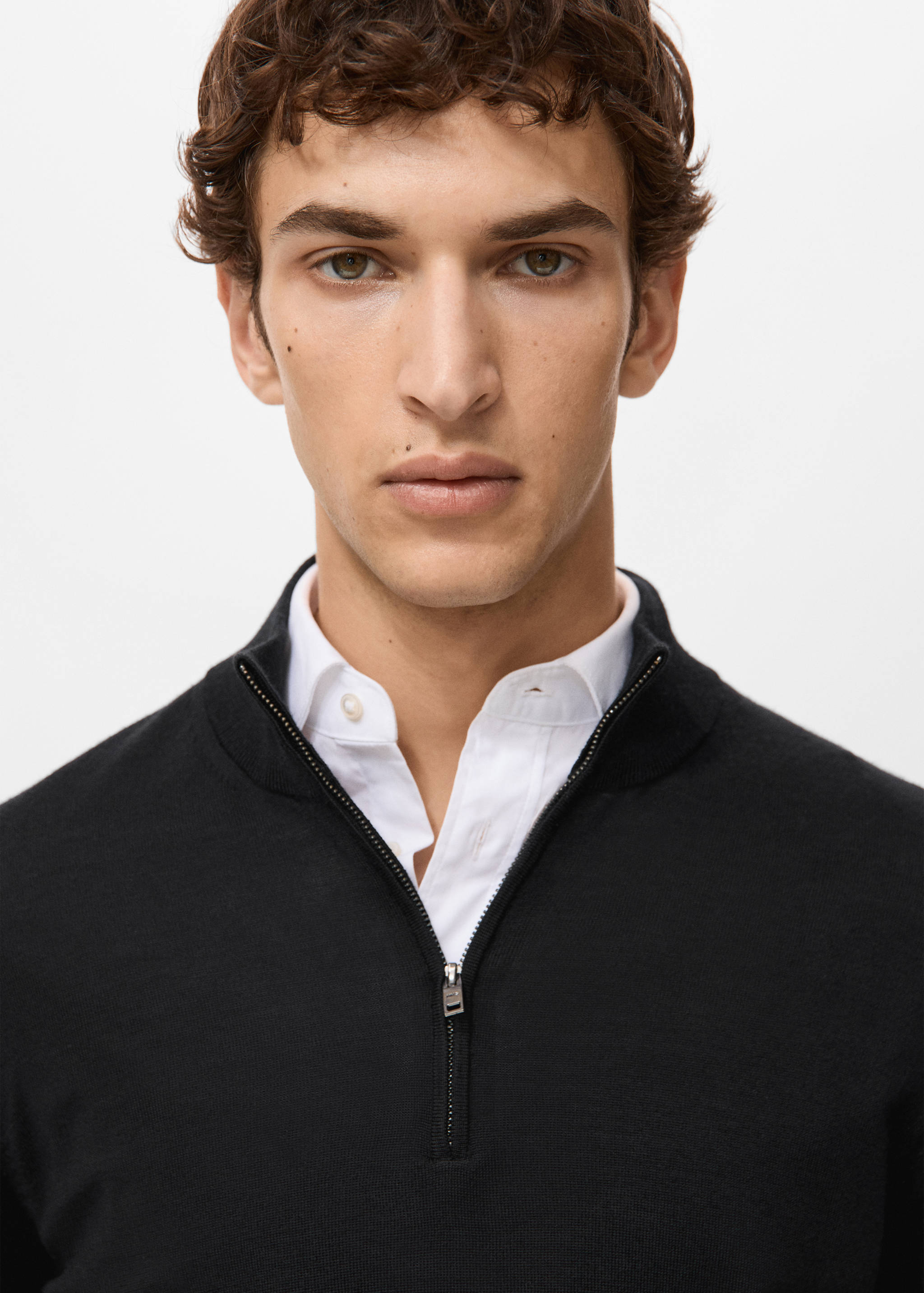 Perkins-Kragen-Jersey aus 100% Merinowolle - Detail des Artikels 1