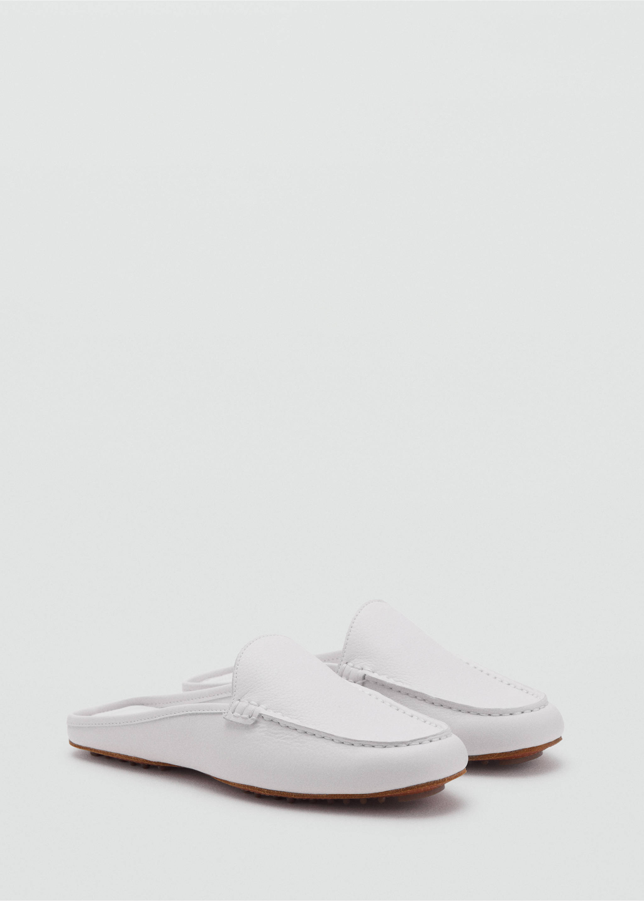 Leather flat shoes - Medium plane, White. Ref: 17055977-00.