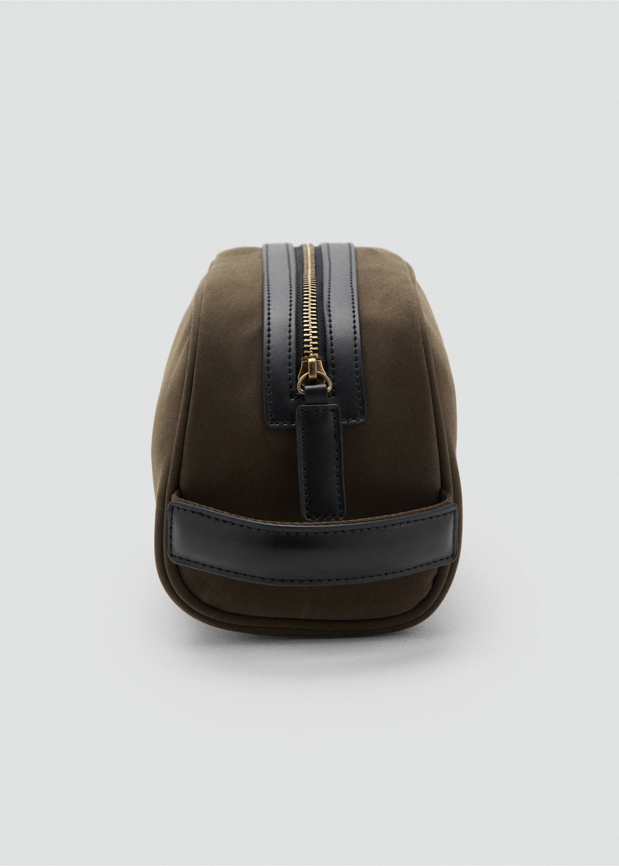 Kosmetiktasche aus Baumwolle mit Lederdetails - Detail des Artikels 1, Khaki. Ref: 17055981-00.