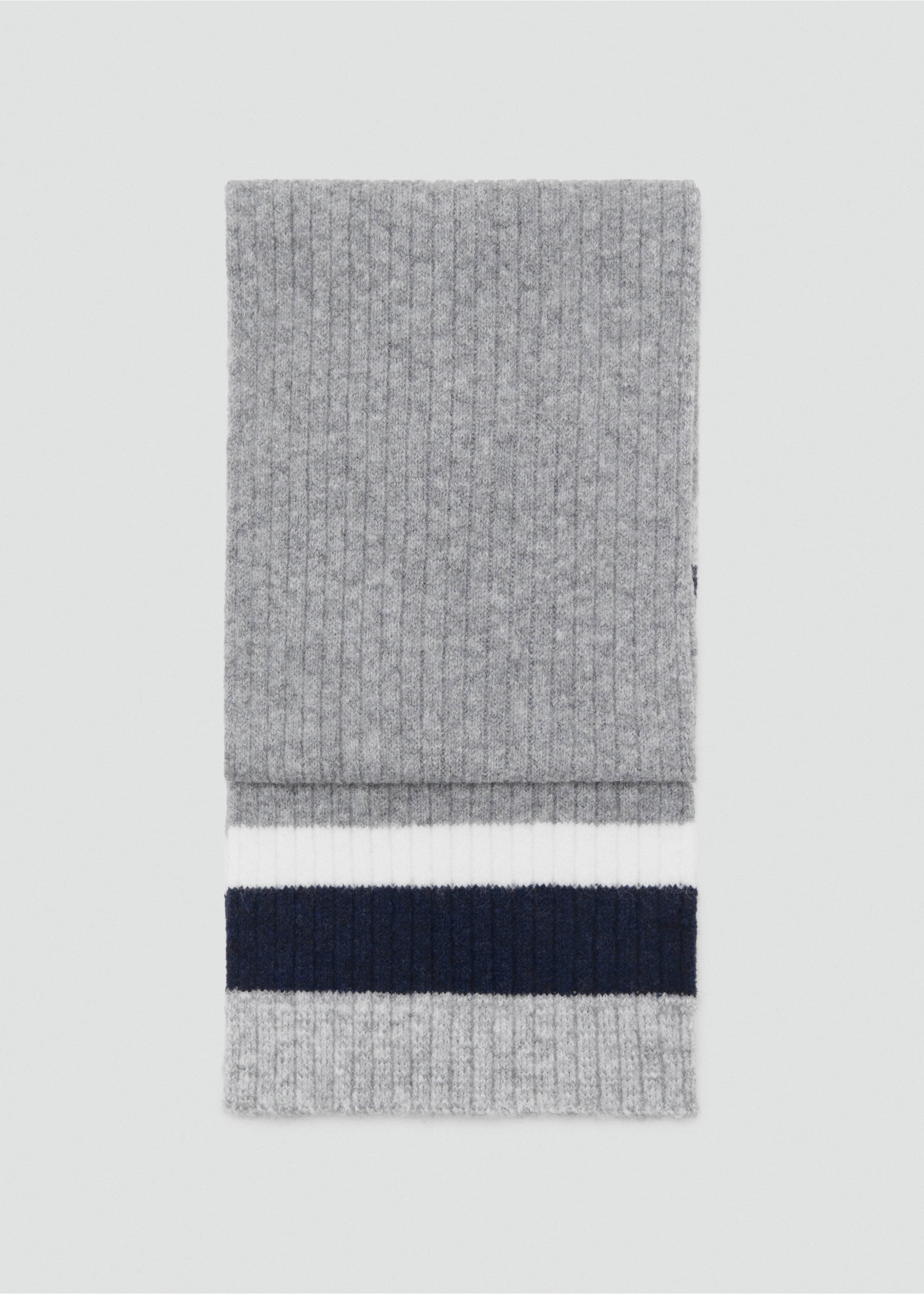 Striped knit scarf - Article without model, Grey. Ref: 17055984-00.