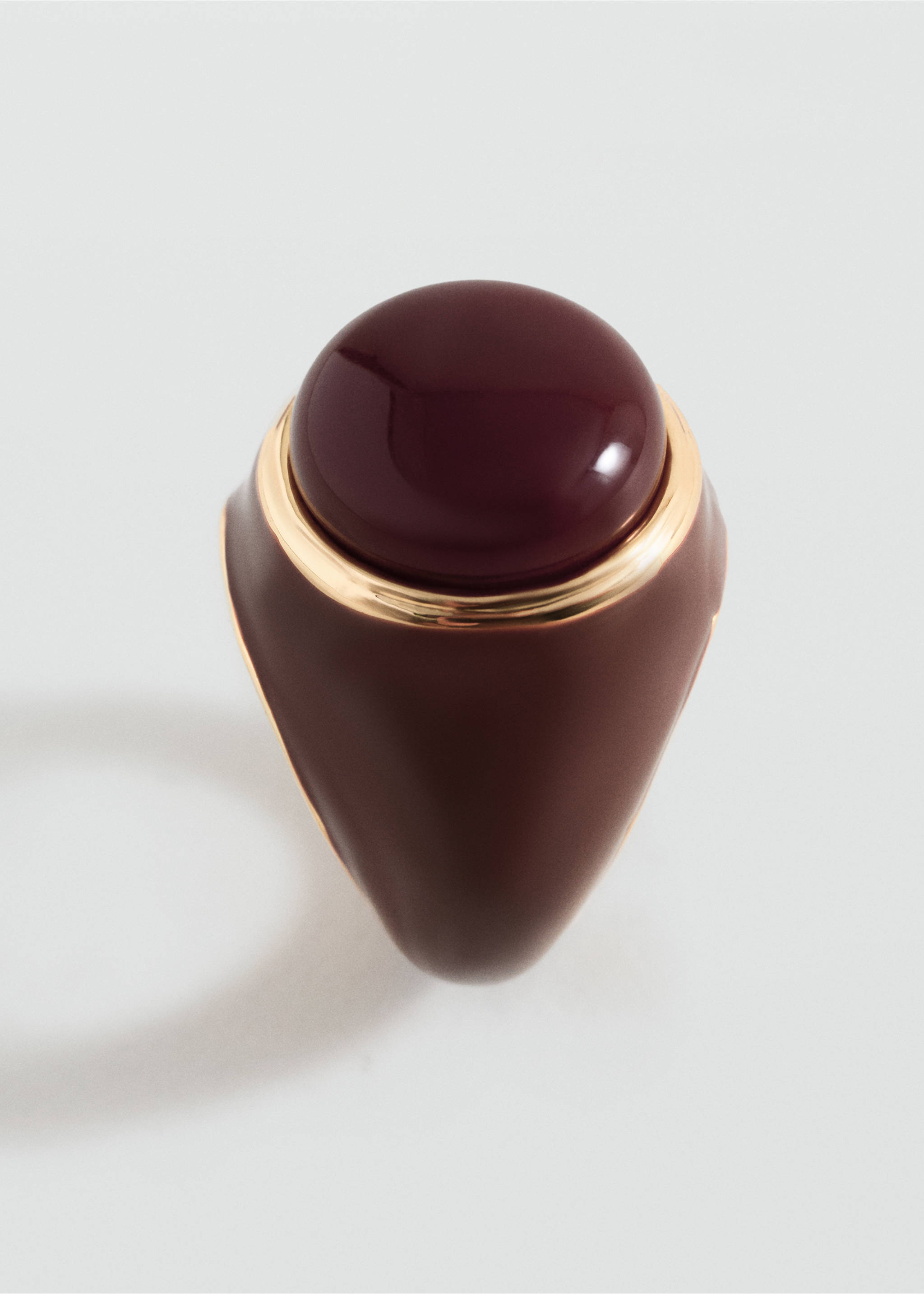 Semiprecious stone ring - Details of the article 1, Brown. Ref: 17055998-00.