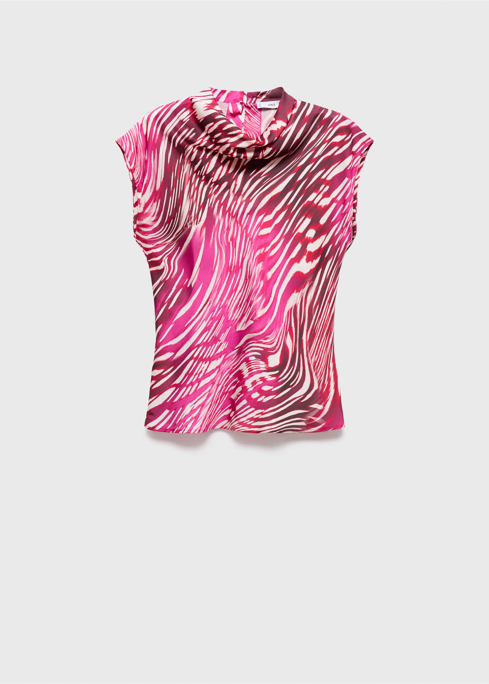 Satinierte Bluse mit drapiertem Kragen - Artikel ohne Model, Fuchsia. Ref: 17056000-00.