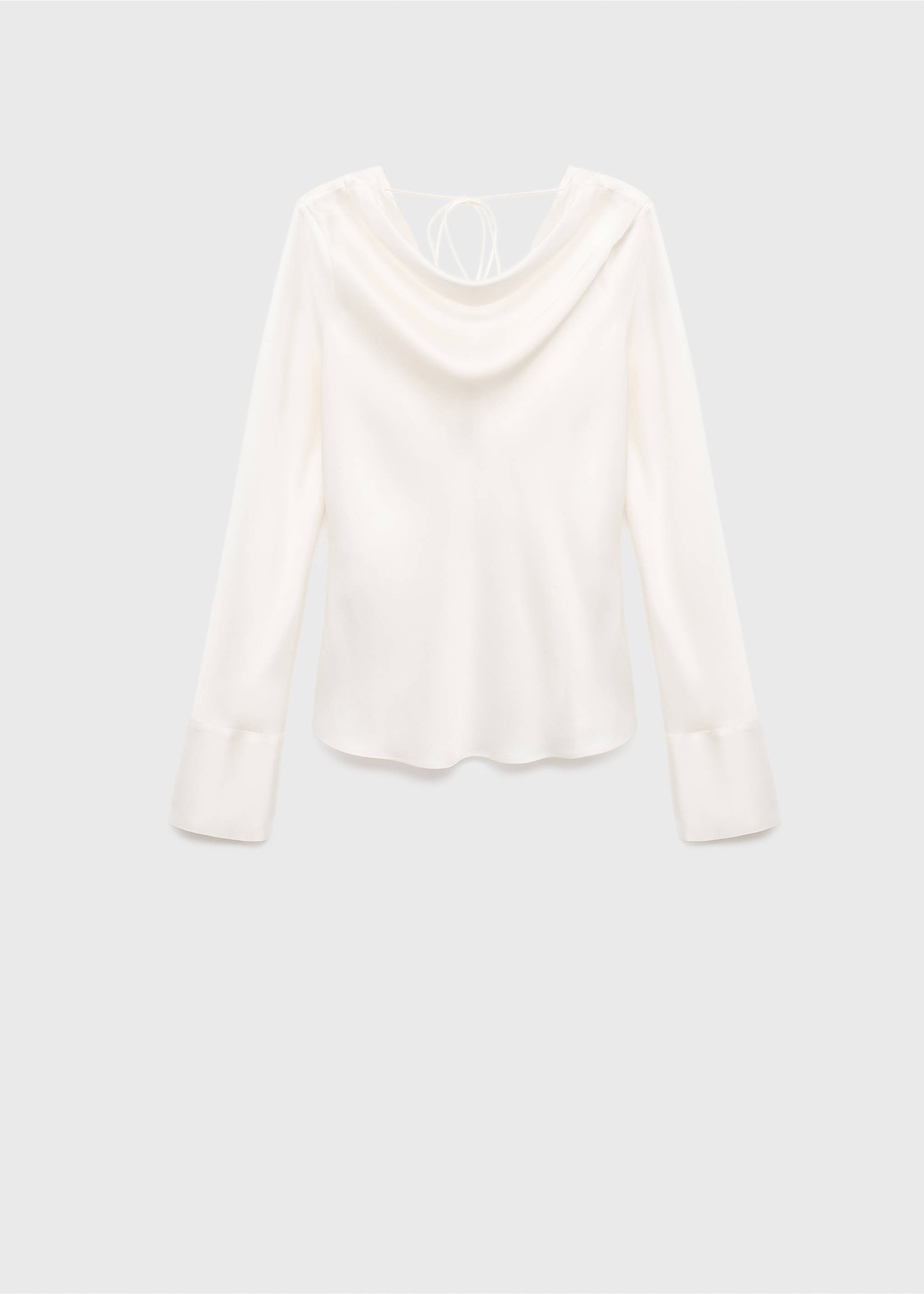 Satin blouse with bow on the back - Article without model, Ecru. Ref: 17056001-00.